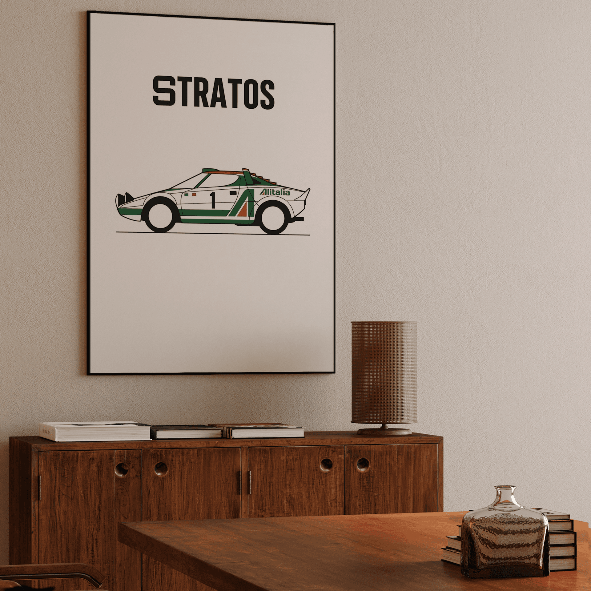 Lancia Stratos Alitalia Minimalist Line Art