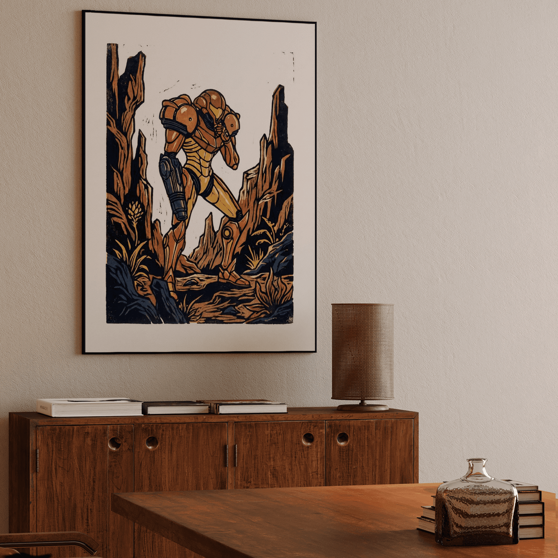 Metroid Varia Suit Woodcut
