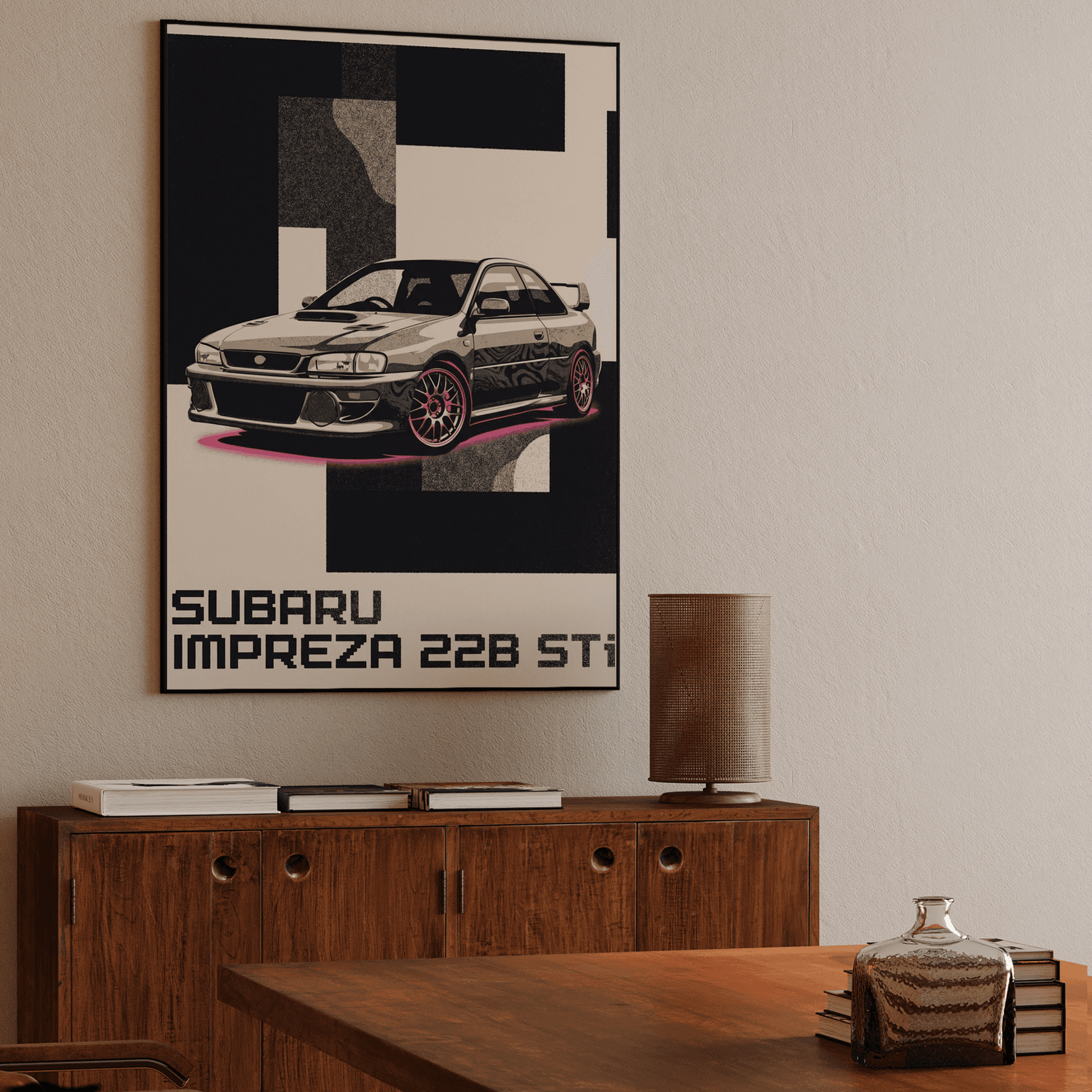 Subaru Impreza 22B STi Brutalist Neon Graphic Poster