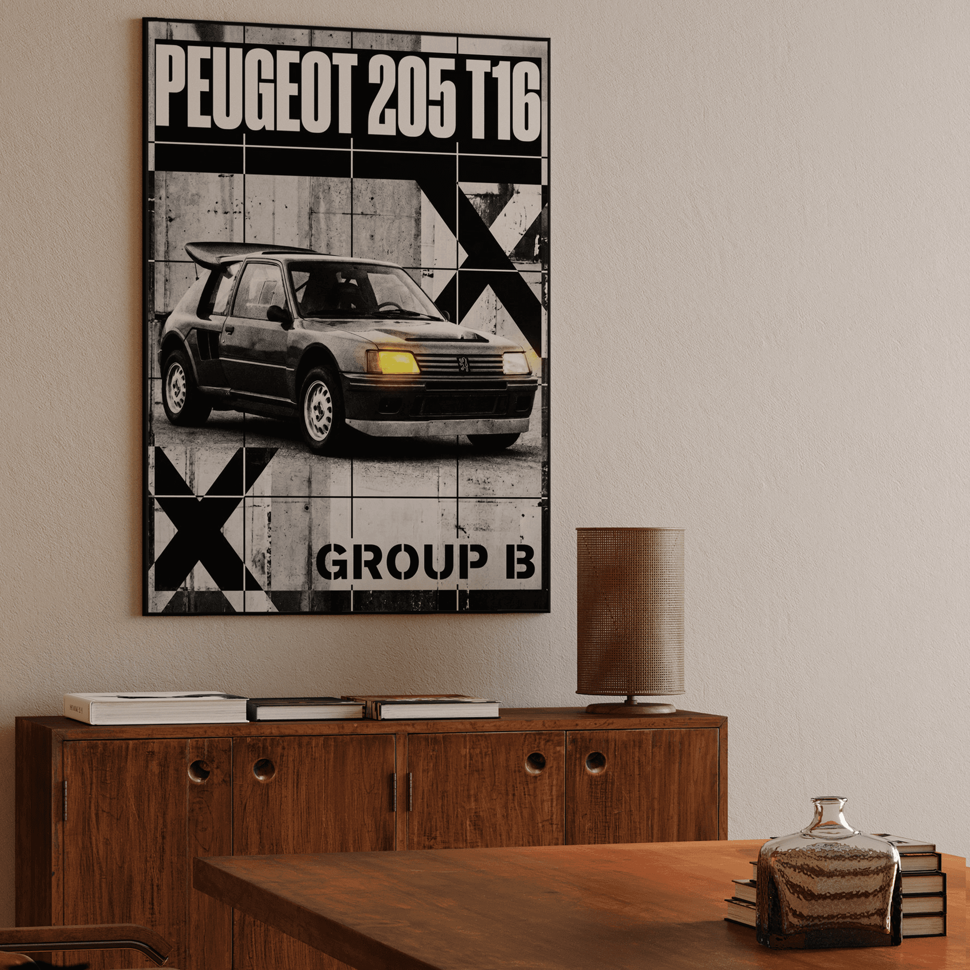 Peugeot 205 T16: Group B Brutalist Poster