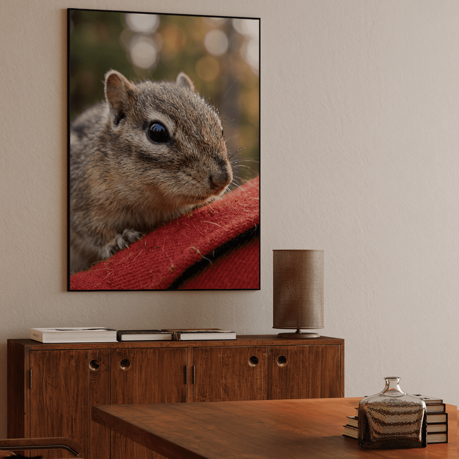 Golden Autumn Companion - Close-Up Chipmunk Photo