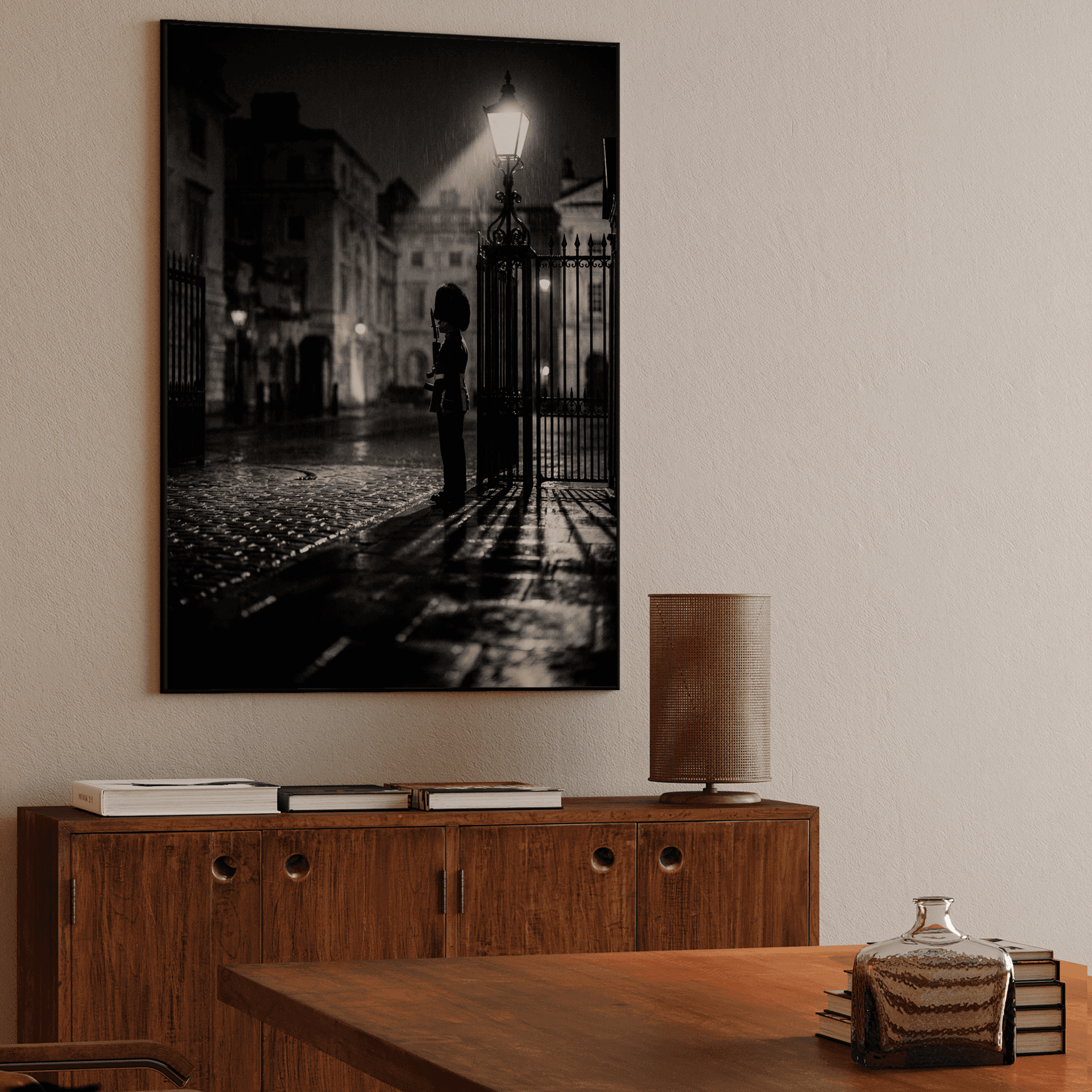 Midnight Sentinel: London Guard in the Rain