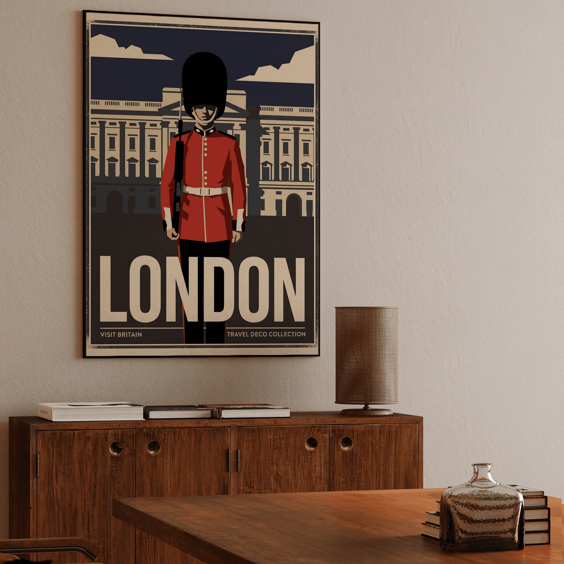 London Art Deco Poster: Royal Guard at Buckingham Palace