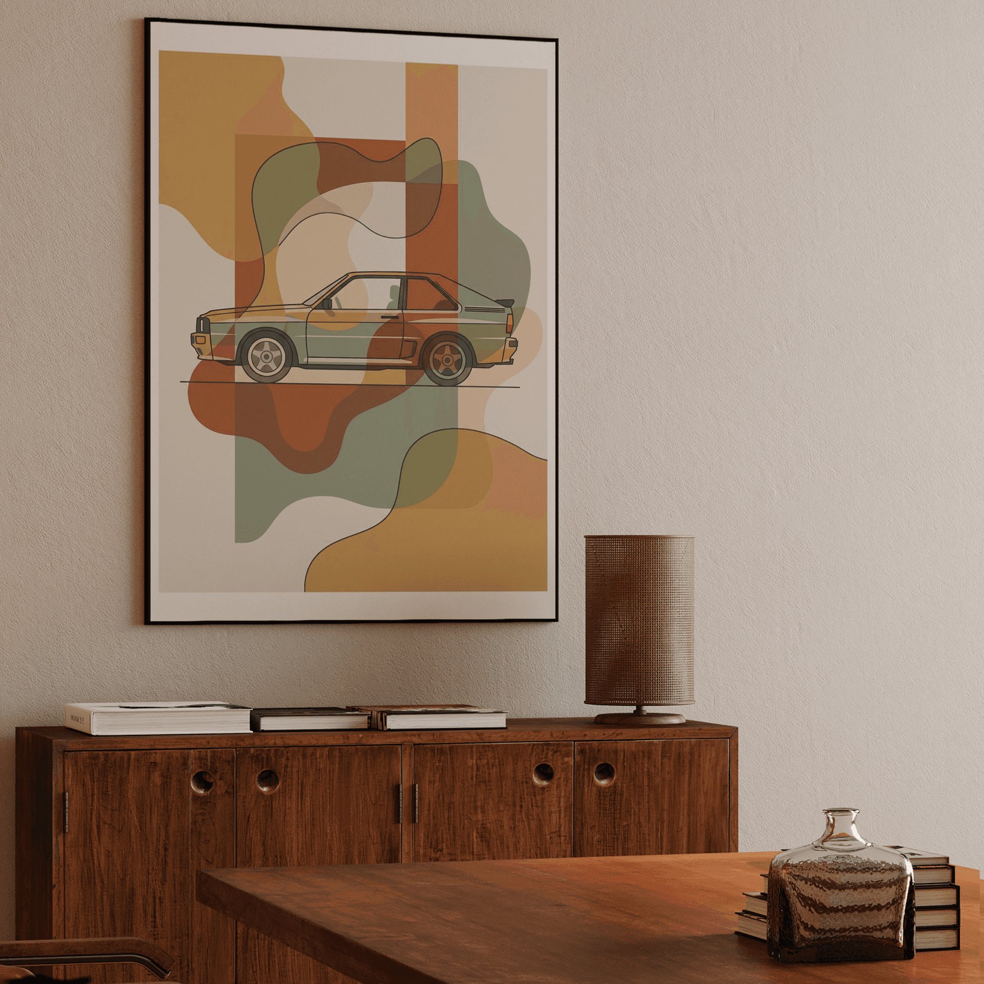 Audi Quattro Mid Century Modern Abstract Art