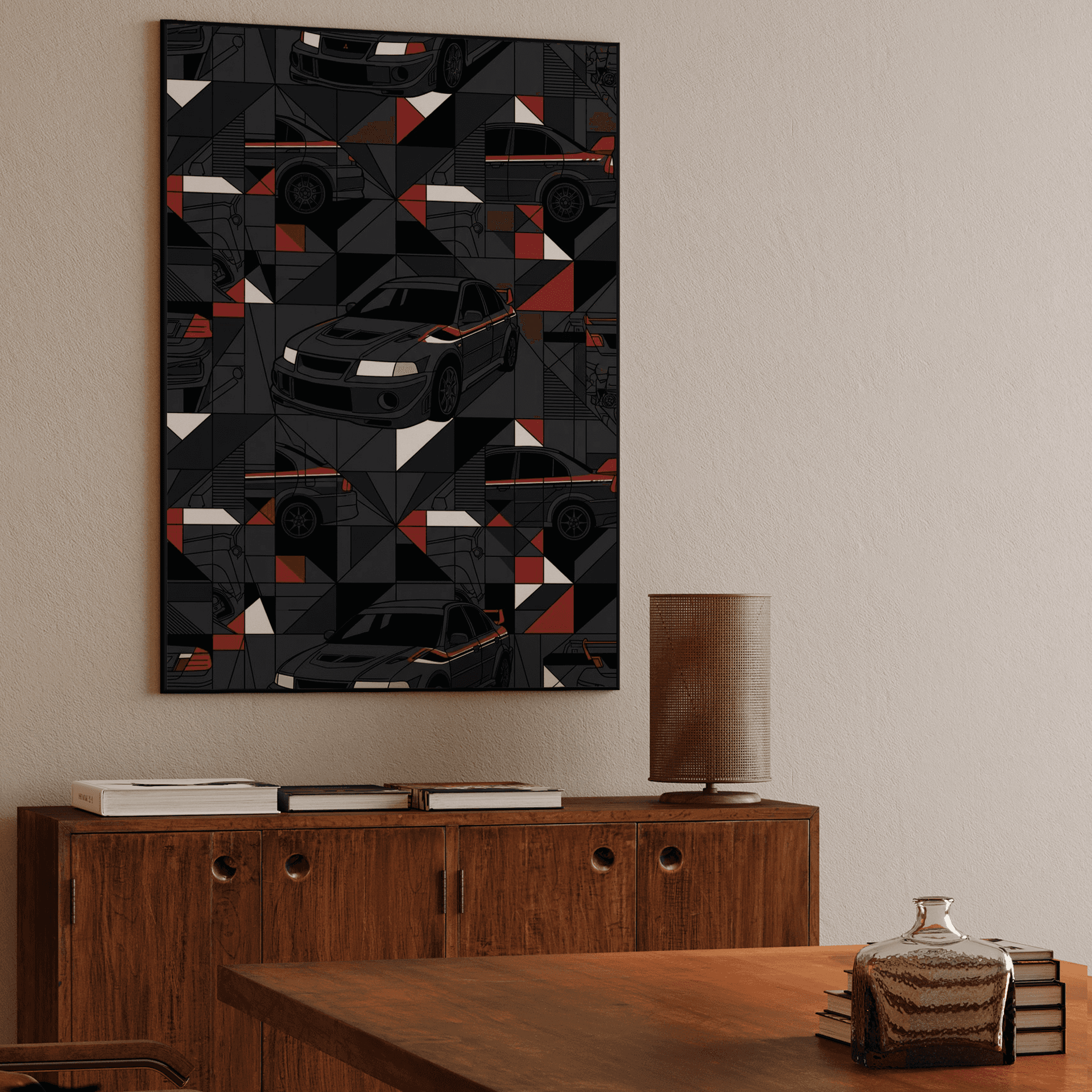 Mitsubishi Lancer Evo Geometric Seamless Pattern Art