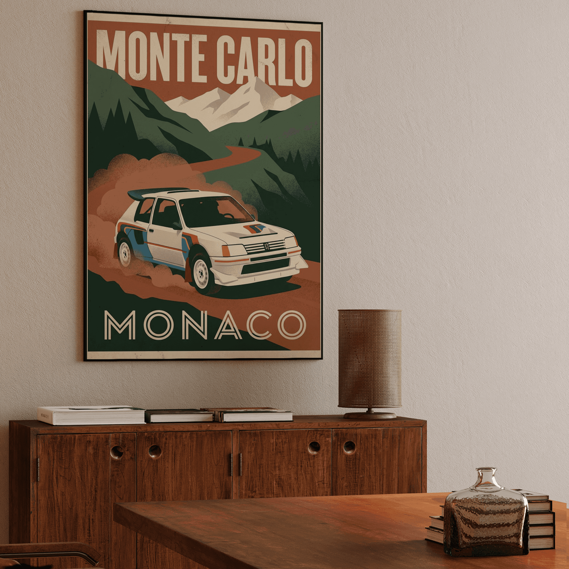Monte Carlo Monaco - Peugeot 205 T16 Retro Travel Poster