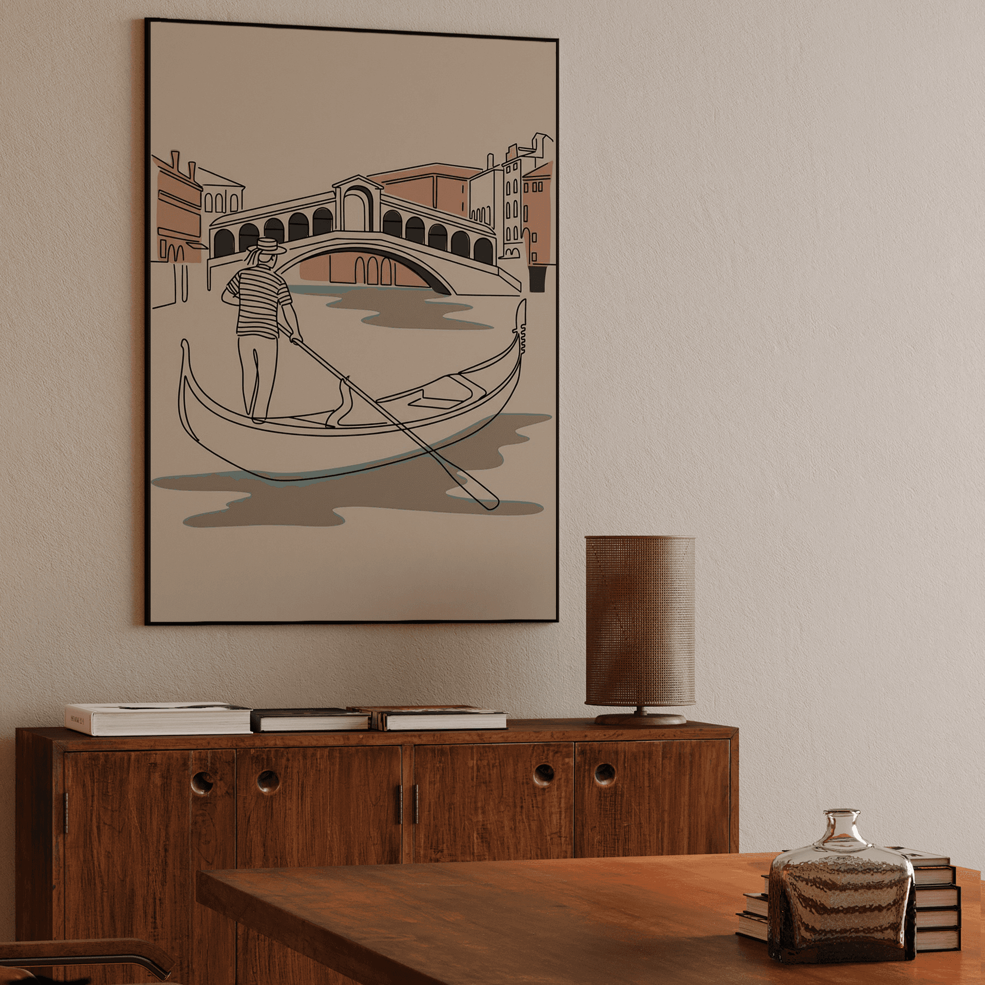 Venezia Lines: Minimalist Venetian Gondolier Art