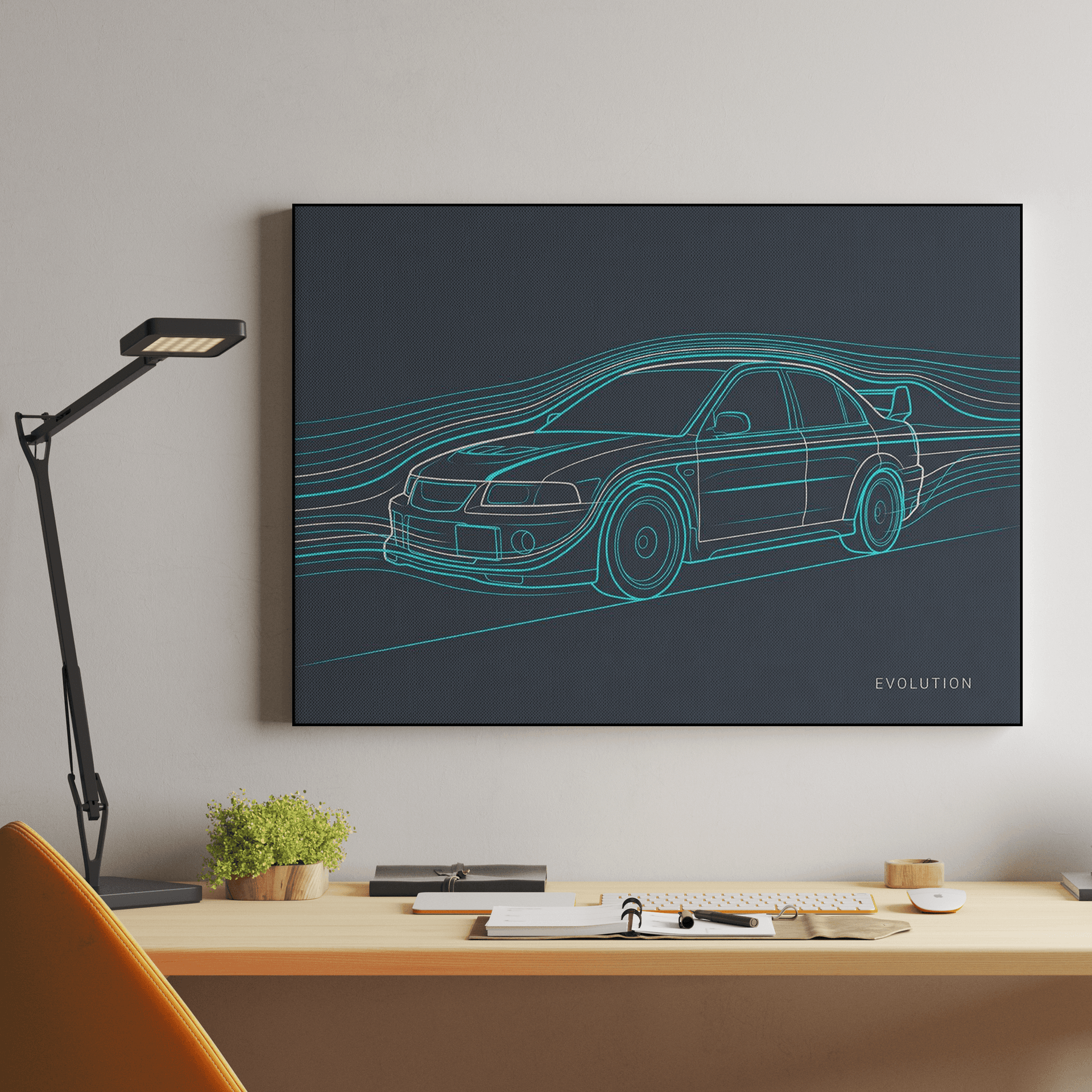 Mitsubishi Lancer Evo Wind Tunnel Aerodynamics Art