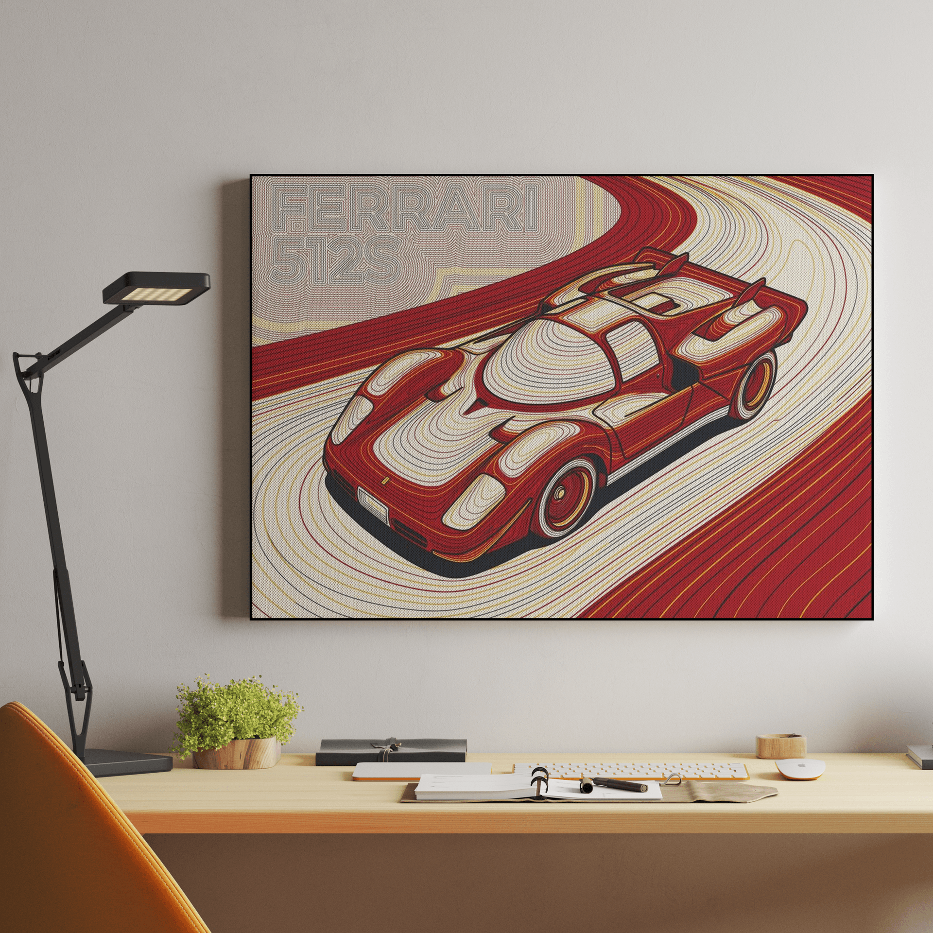 Ferrari 512S Rosso Corsa Topographic Art