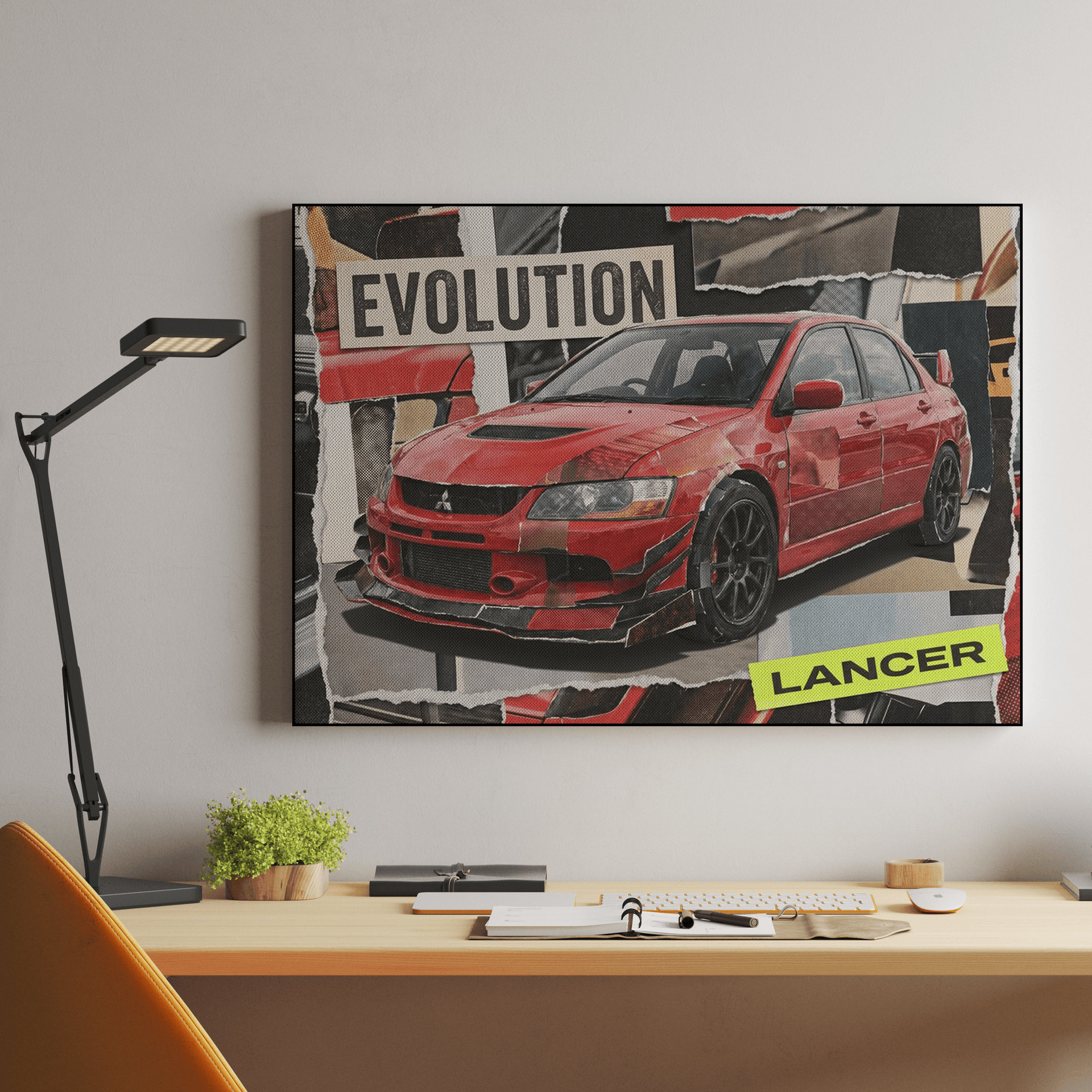 Mitsubishi Lancer Evolution Vintage Collage Poster