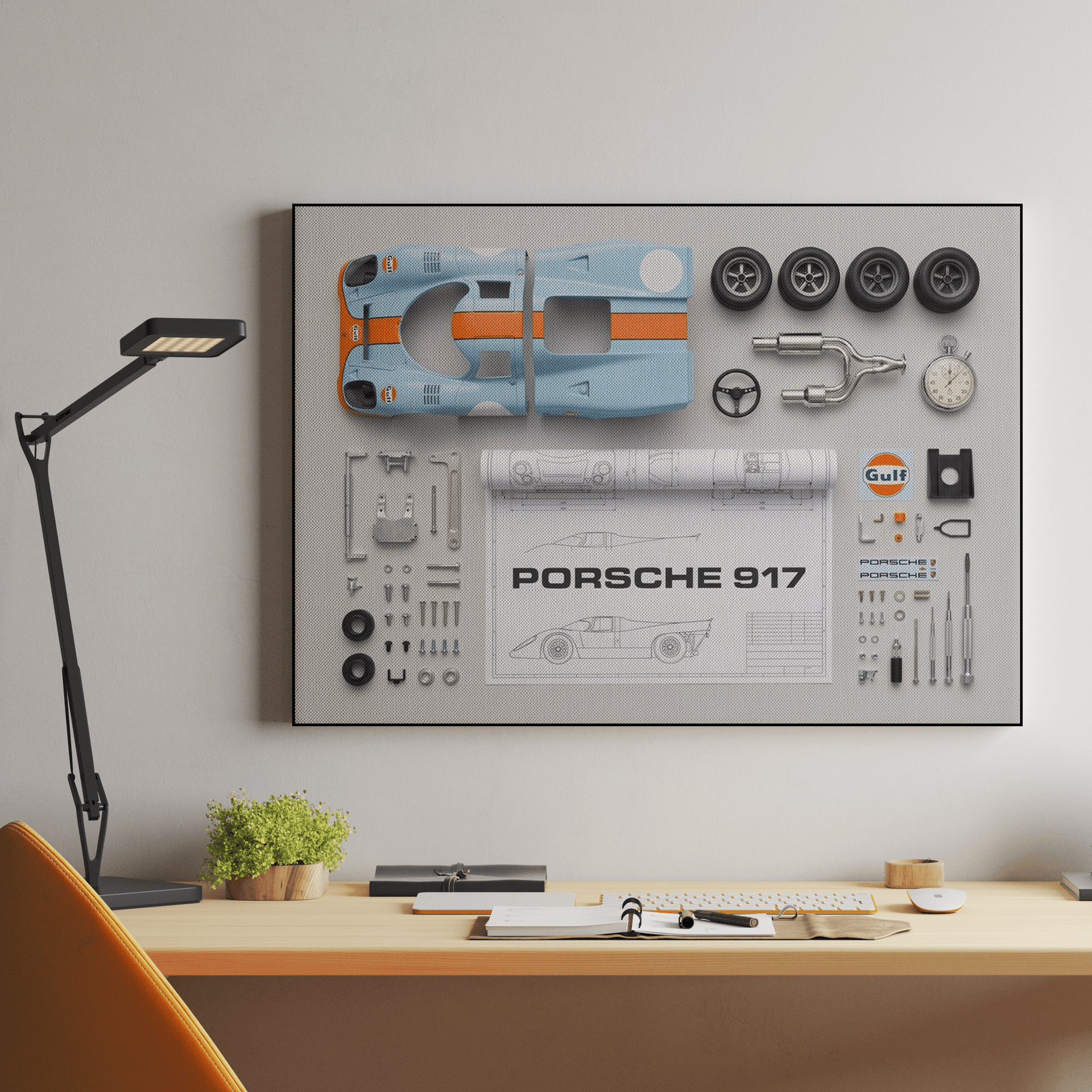 Porsche 917 Gulf Livery Knolling Concept