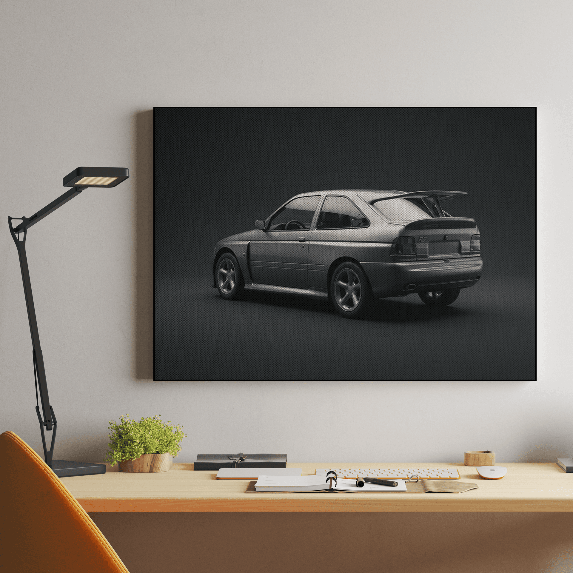 Ford Escort RS Cosworth Liquid Silver Studio Portrait