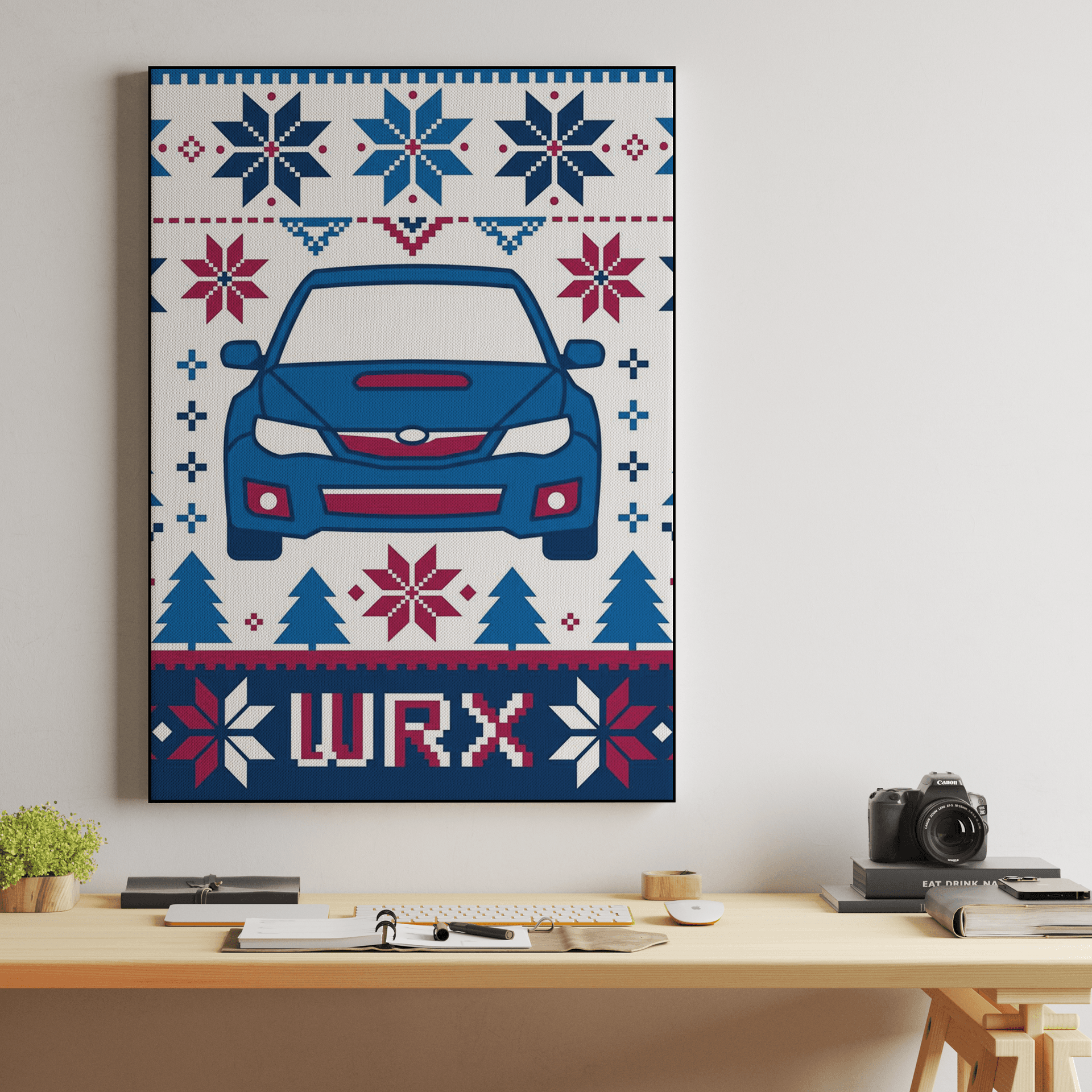 Subaru WRX Nordic Holiday Knit Pattern Art