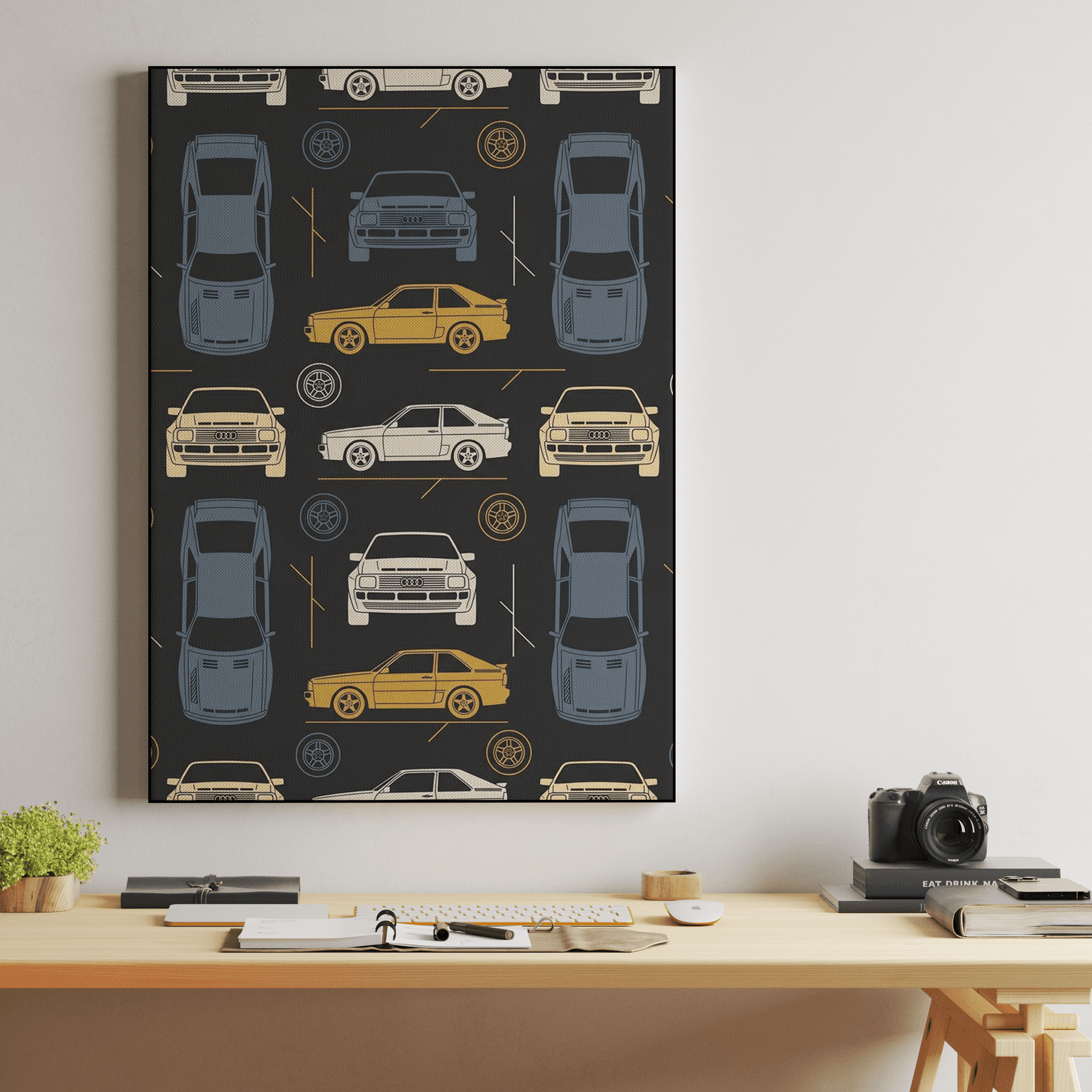 Audi Quattro Retro Seamless Pattern Art