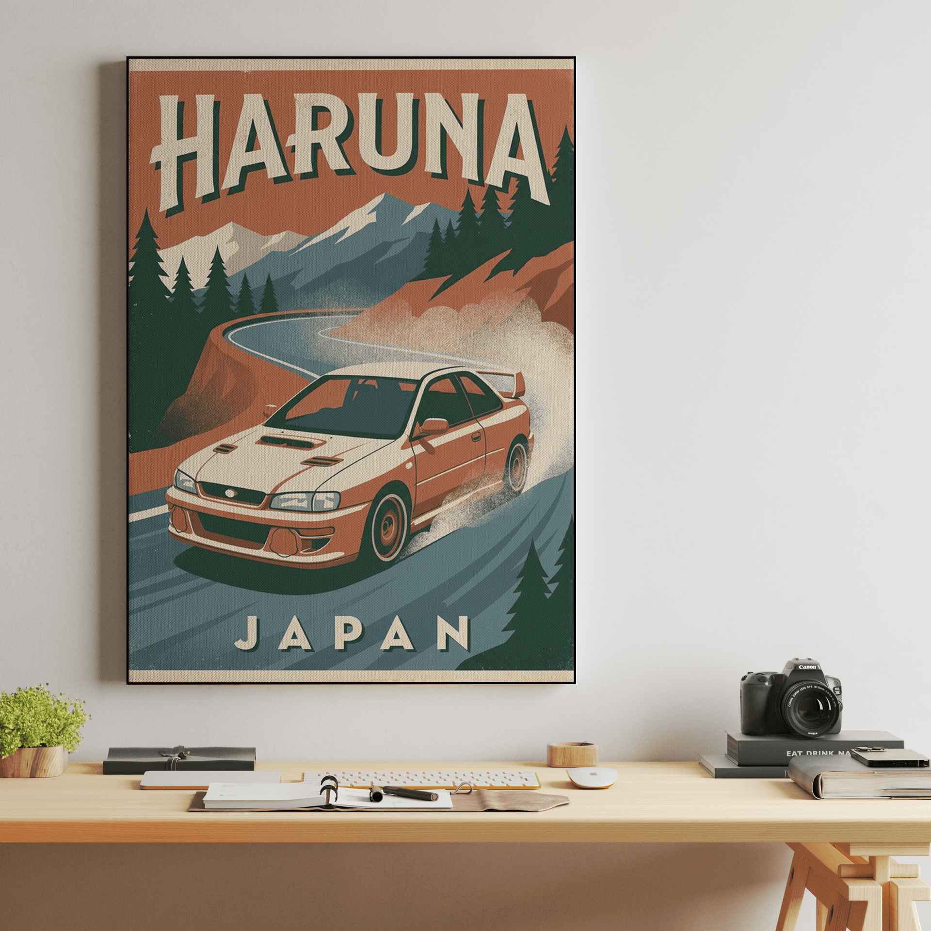 Mount Haruna - Subaru Impreza Retro Travel Poster