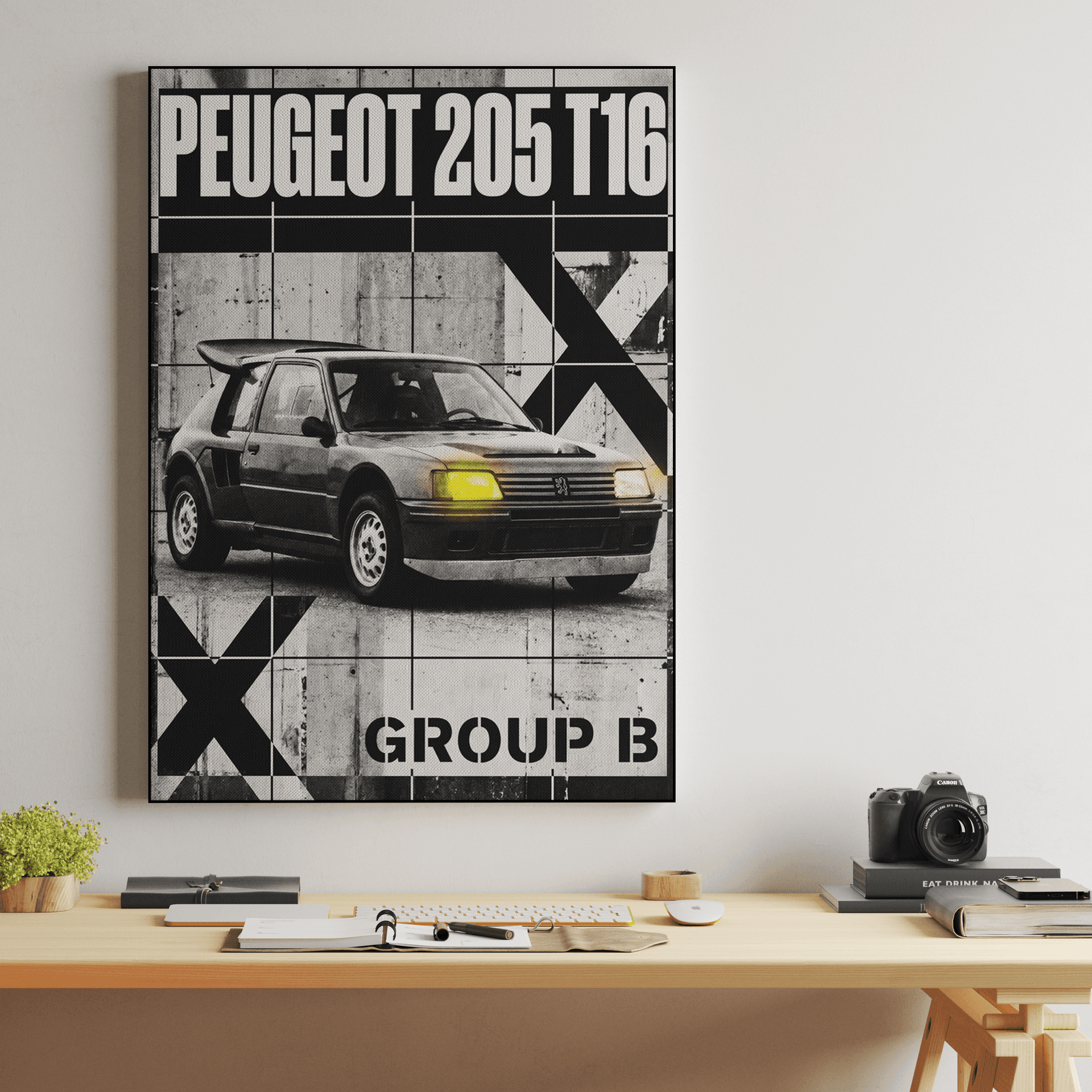 Peugeot 205 T16: Group B Brutalist Poster