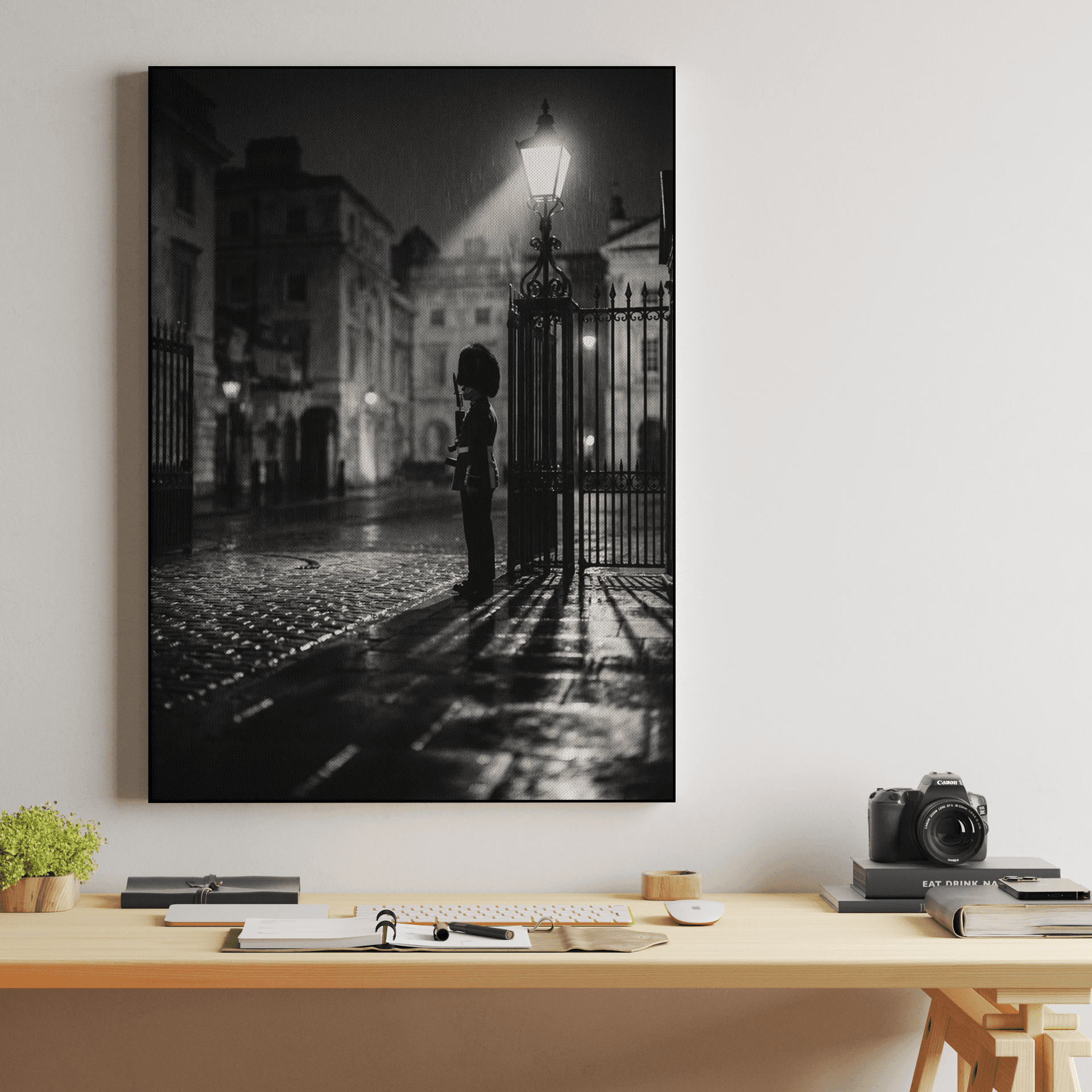 Midnight Sentinel: London Guard in the Rain