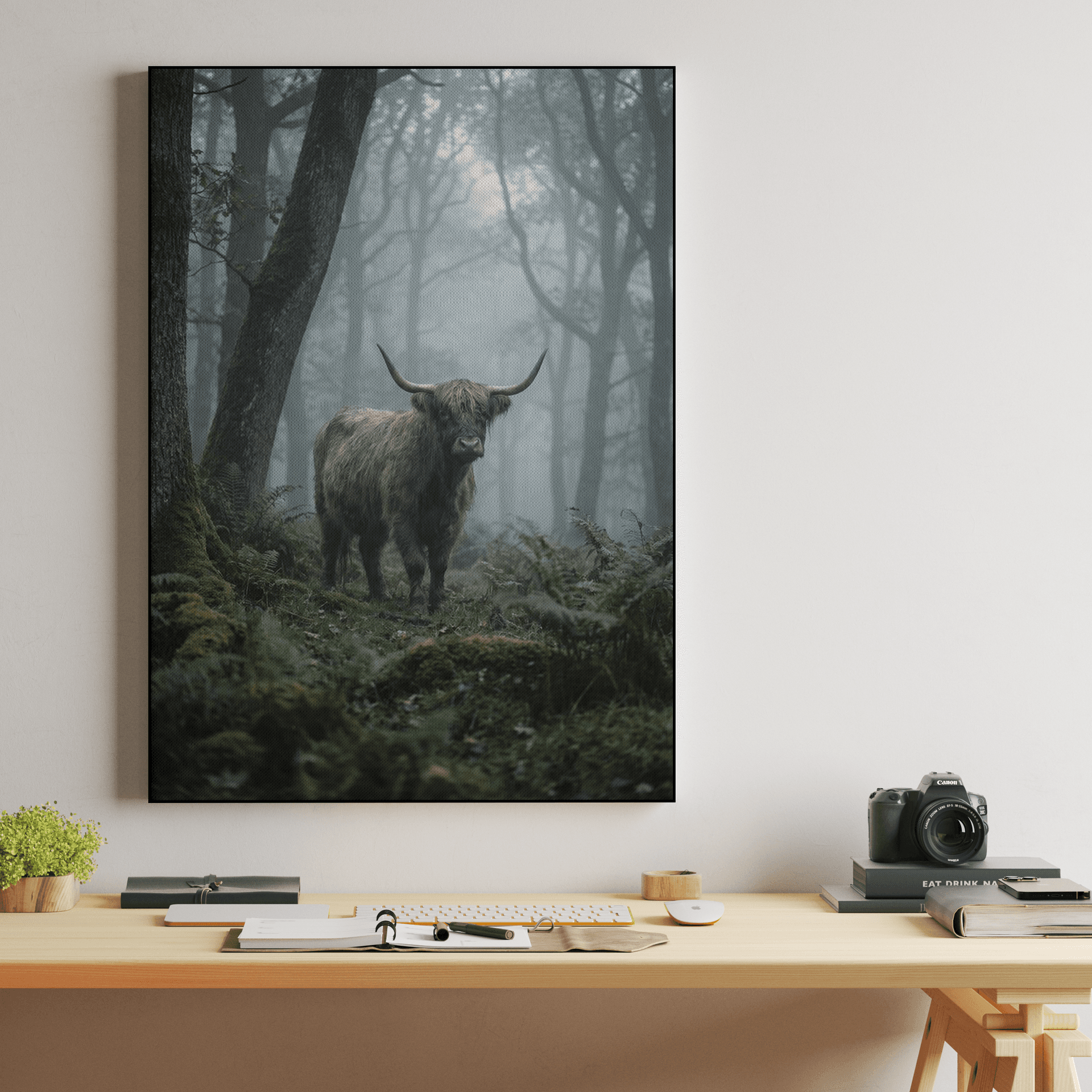 Misty Highland Forest: Shaggy Scottish Cow