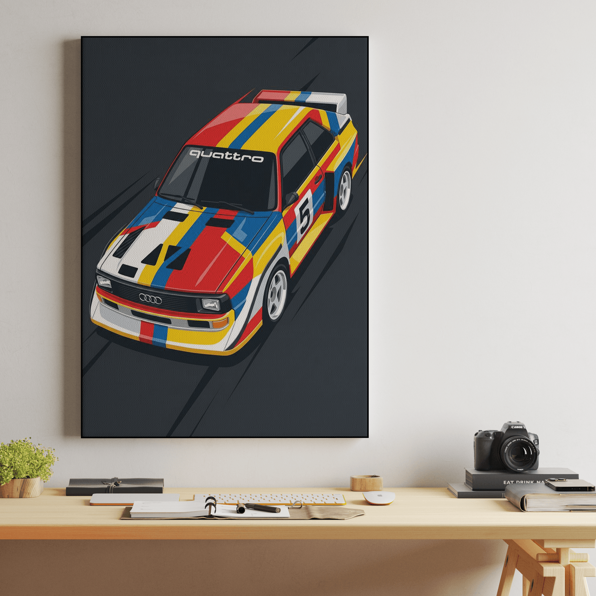 Audi Sport Quattro Colorful Geometric Racing Art