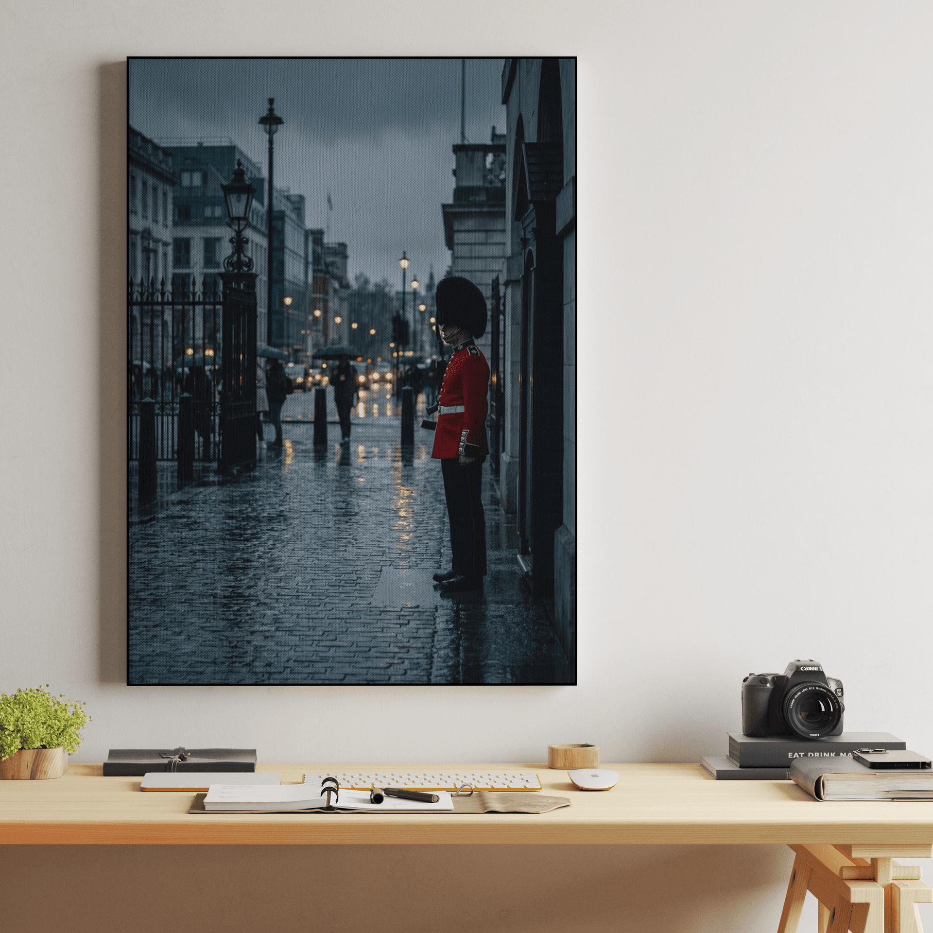London Rain: Classic Royal Guard in the Gloom