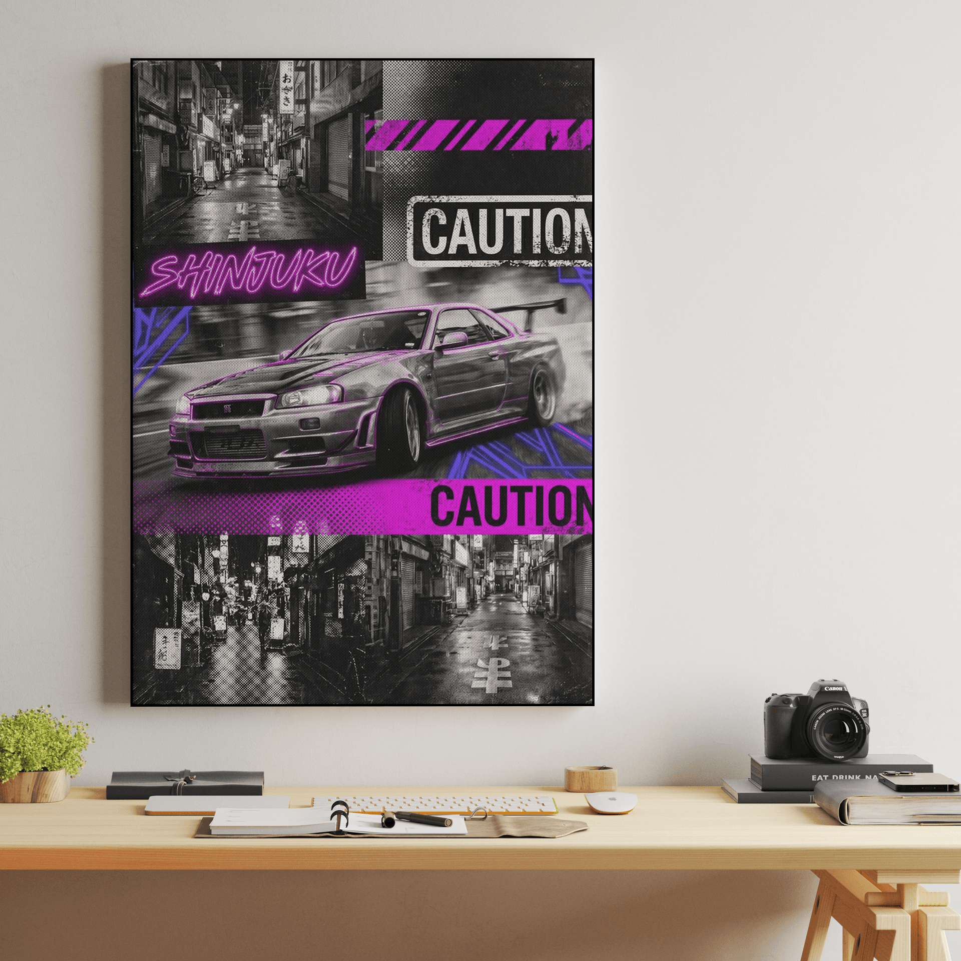 Caution in Shinjuku: Nissan GT-R R34 Collage