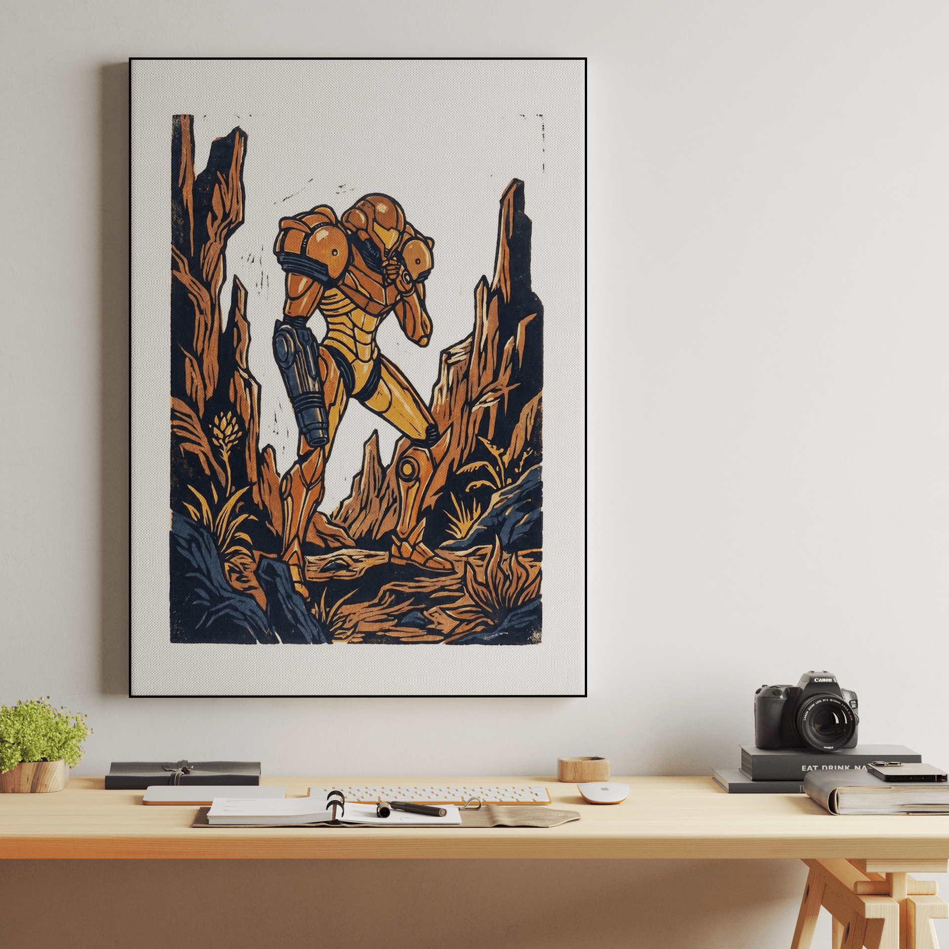 Metroid Varia Suit Woodcut