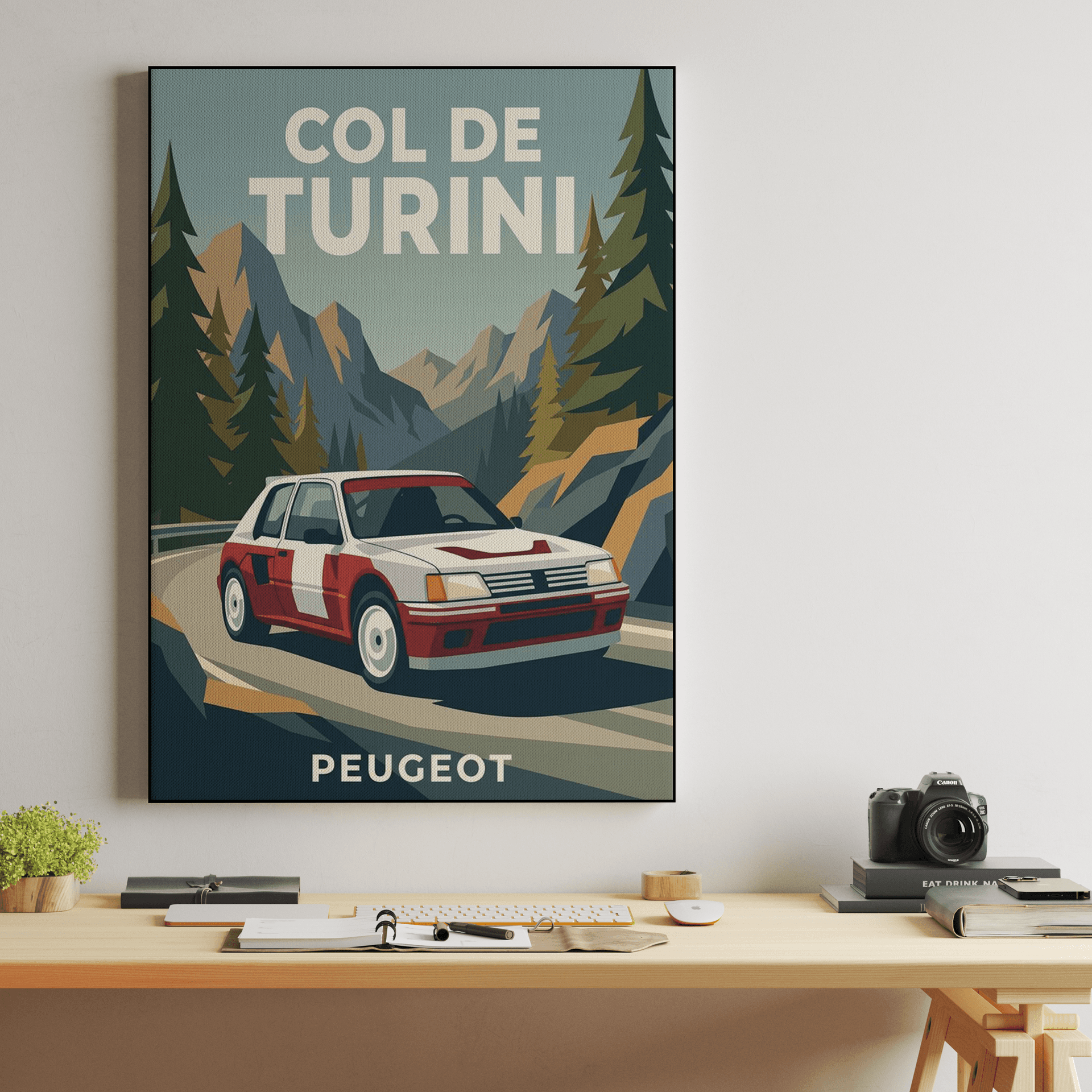 Col de Turini: Peugeot 205 T16 Retro Poster