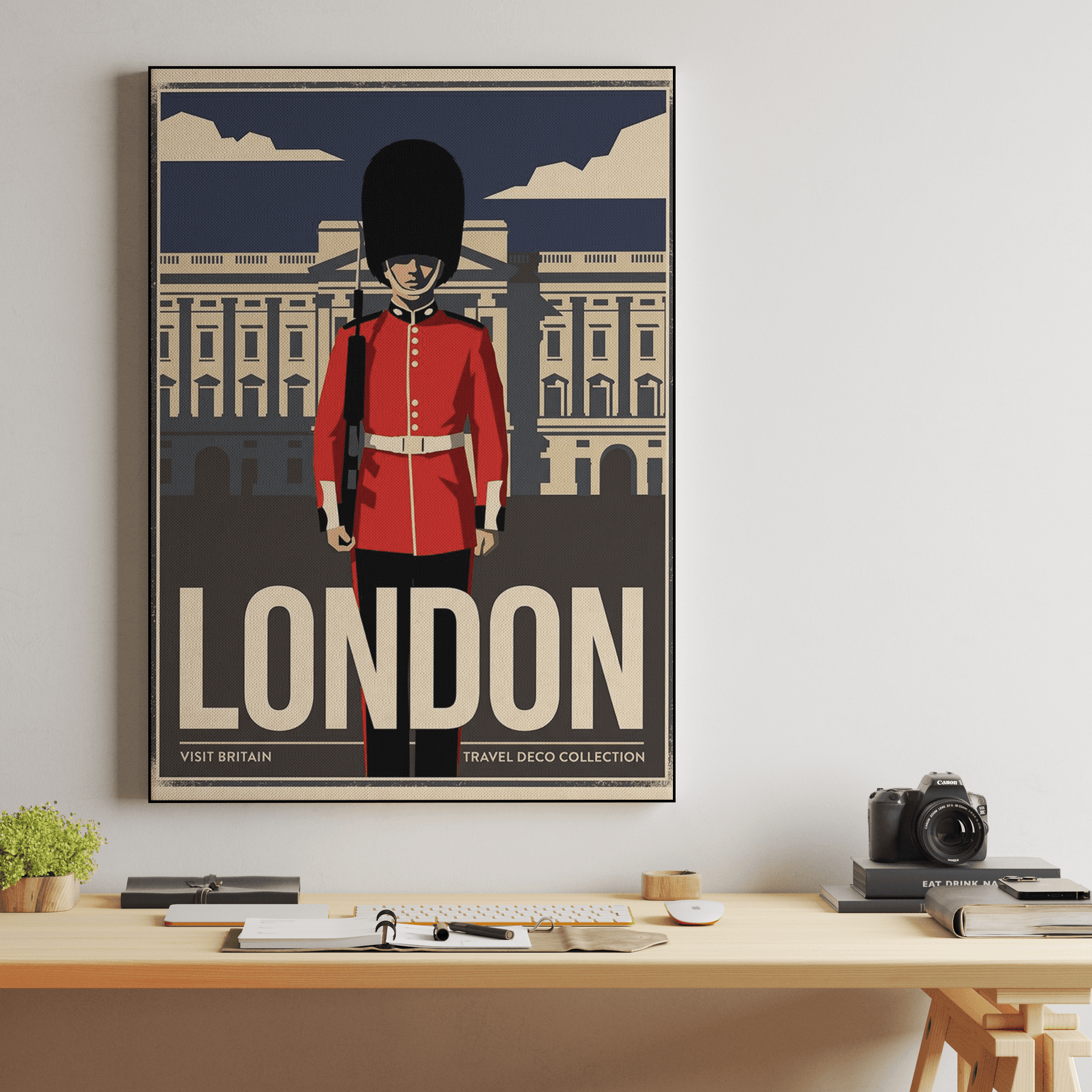 London Art Deco Poster: Royal Guard at Buckingham Palace