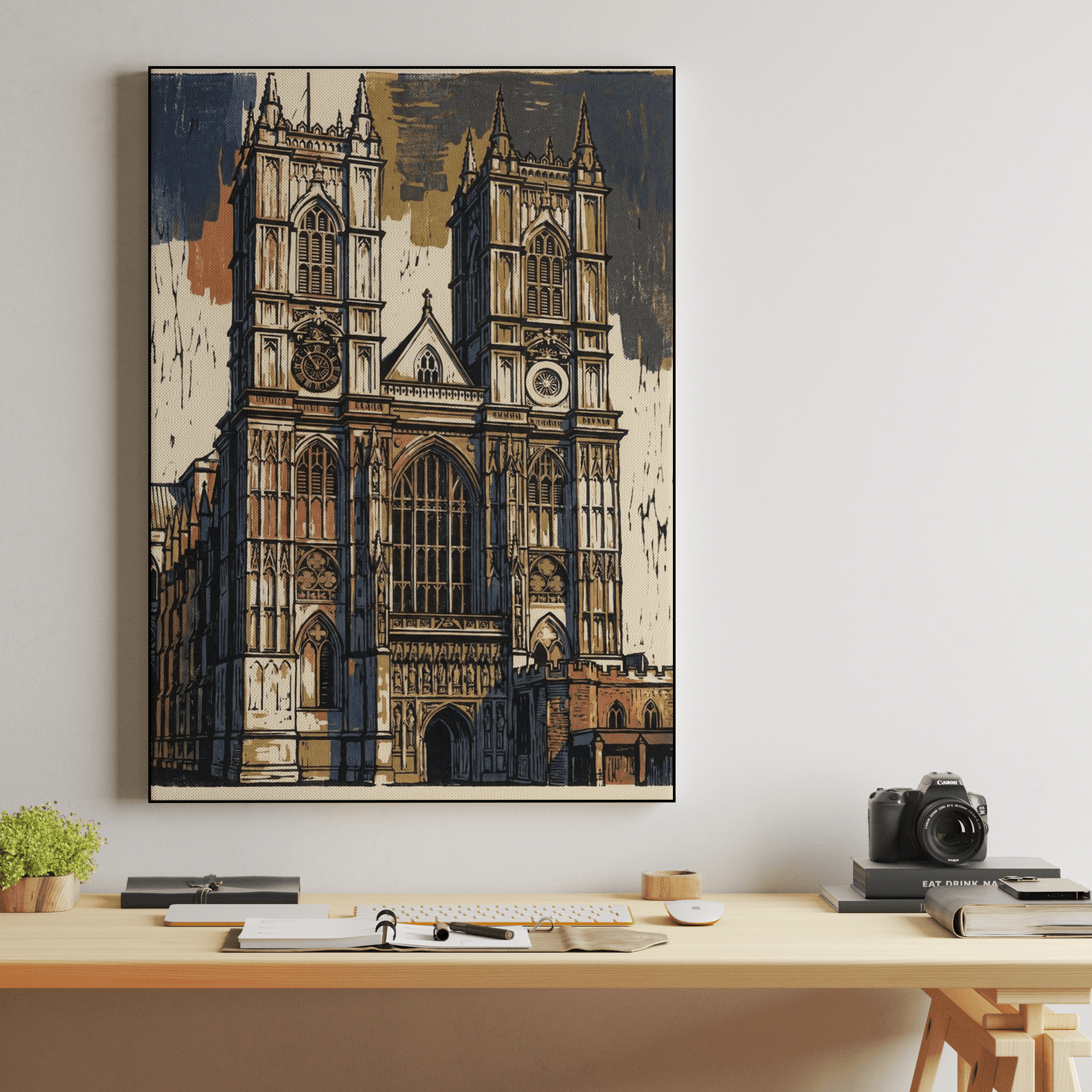 Gothic Westminster Abbey Linocut