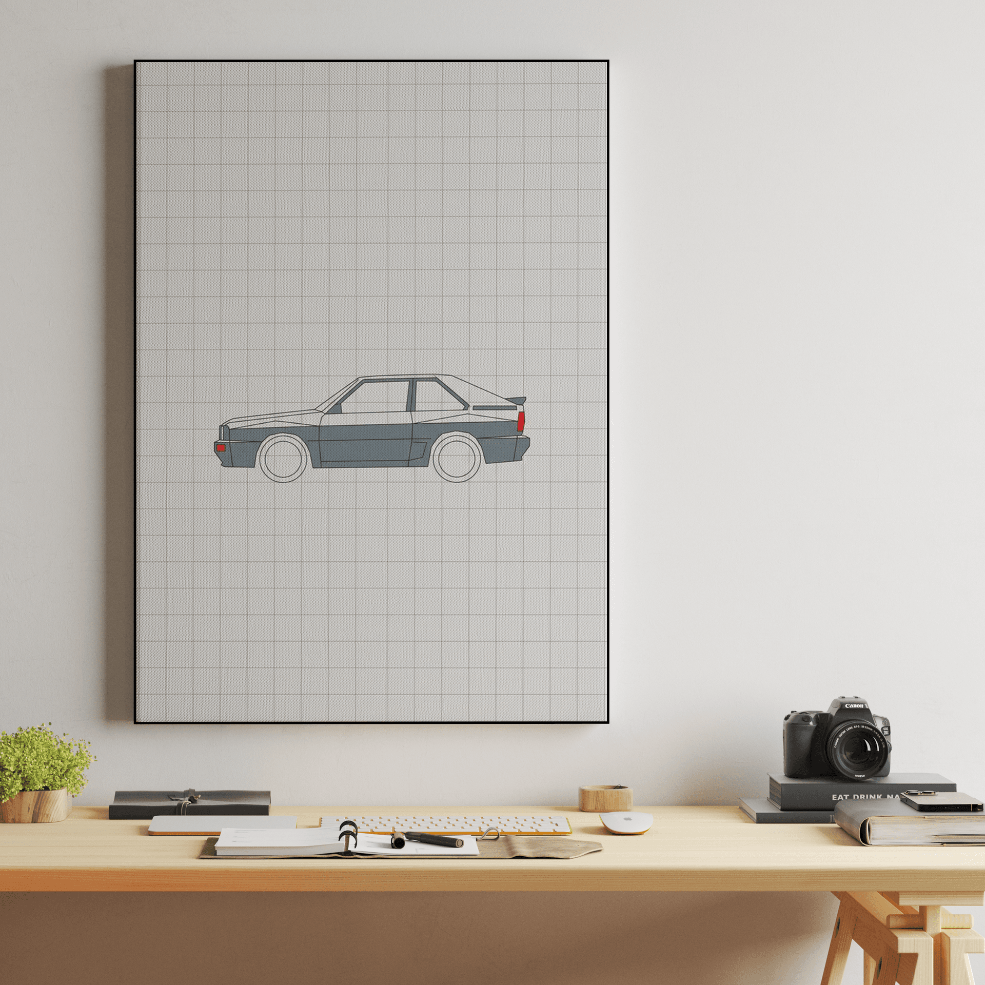 Audi Sport Quattro Minimalist Grid Technical Drawing