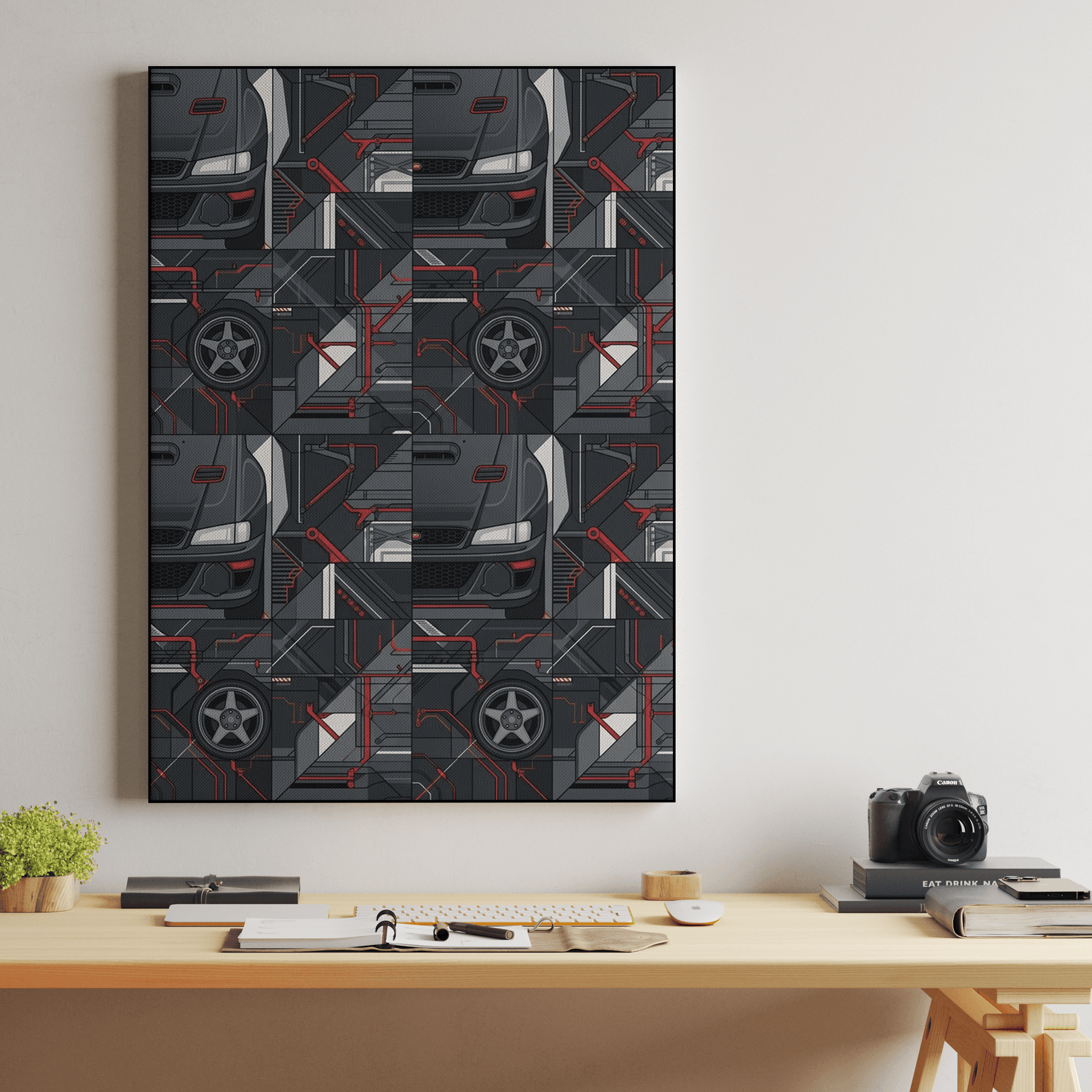 Subaru Impreza Cyberpunk Mecha Seamless Pattern Art