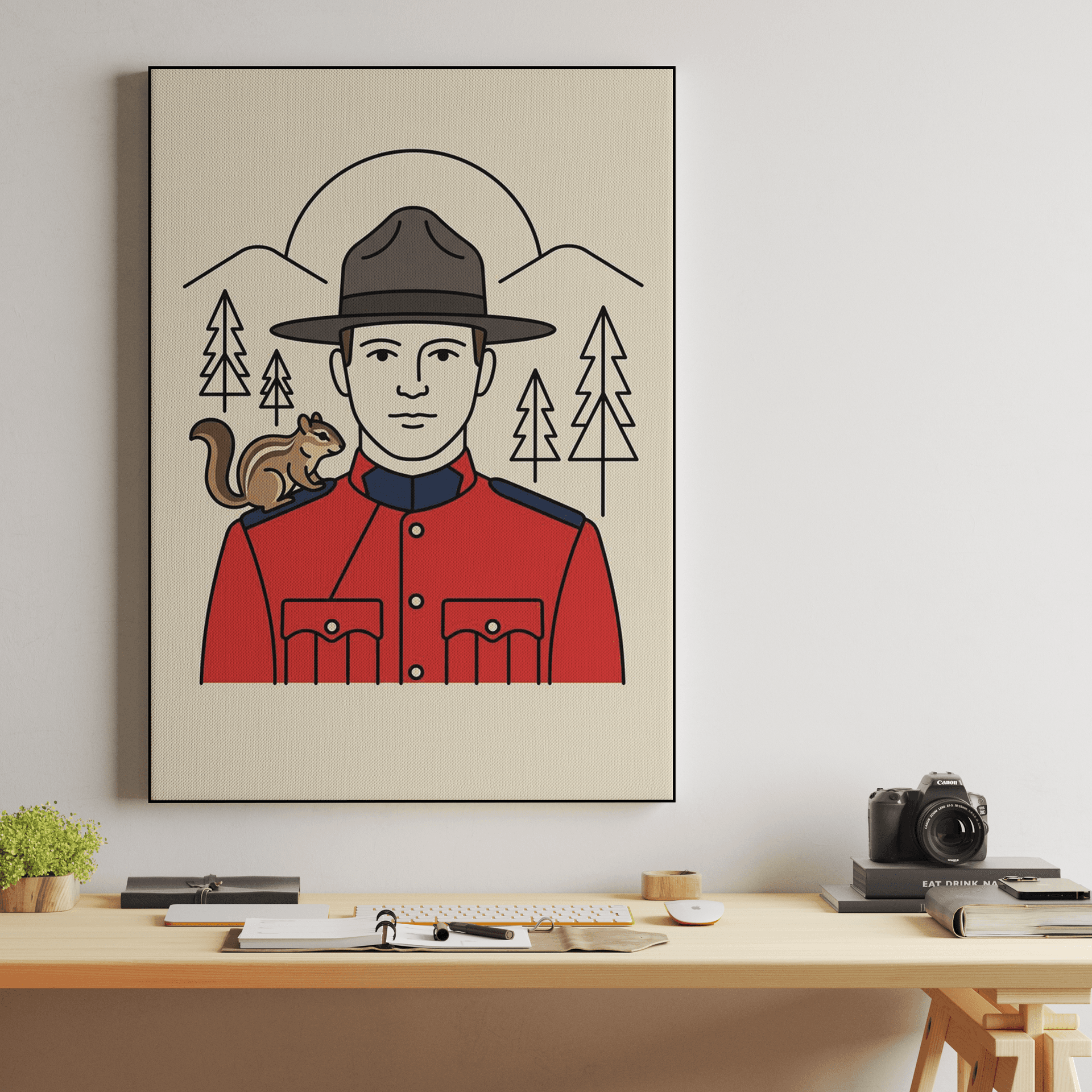 The Mountie and the Chipmunk - Minimalist Line Art Portrait