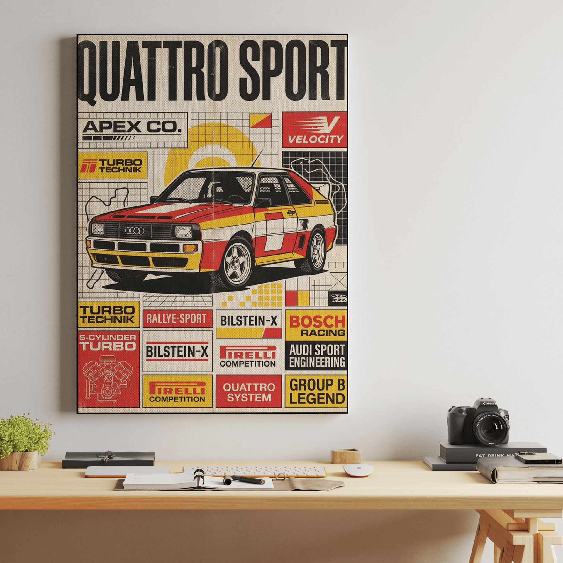 Audi Quattro Sport Group B Vintage Collage Poster
