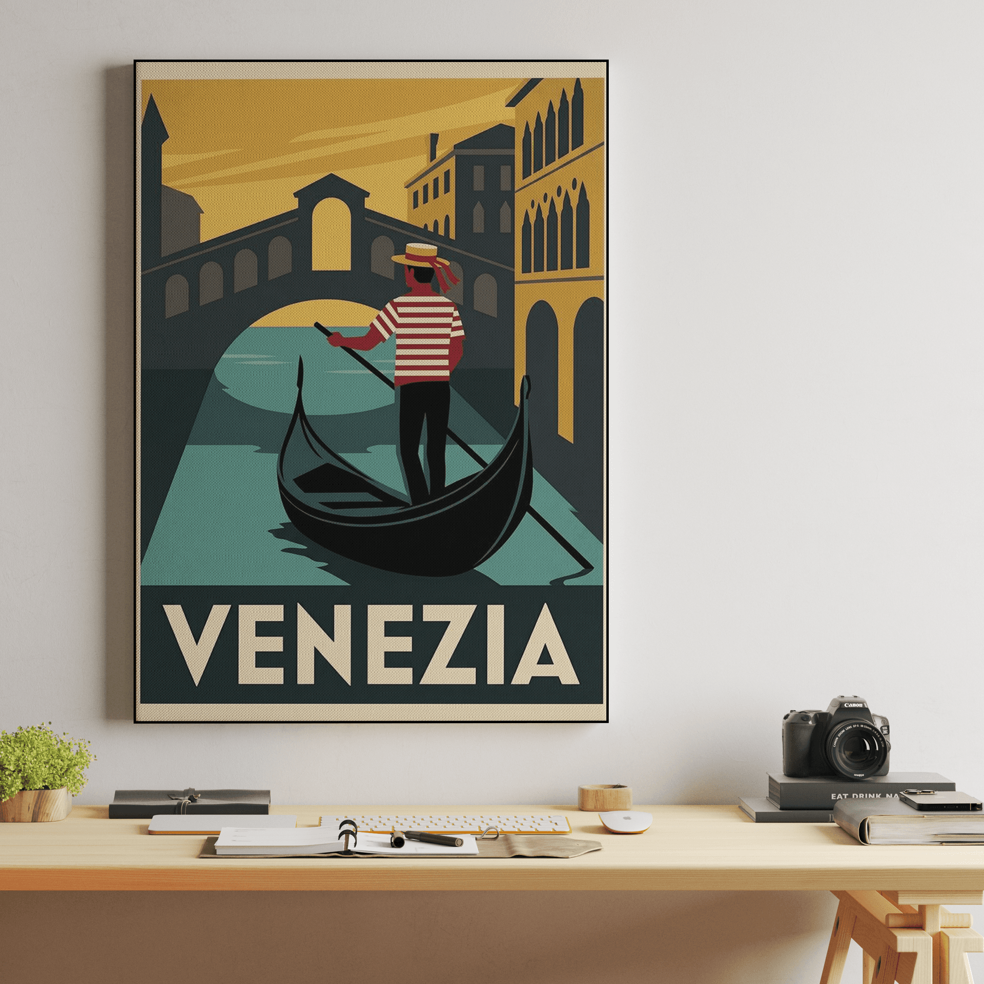 Venezia Retro Poster: Classic Venetian Gondola