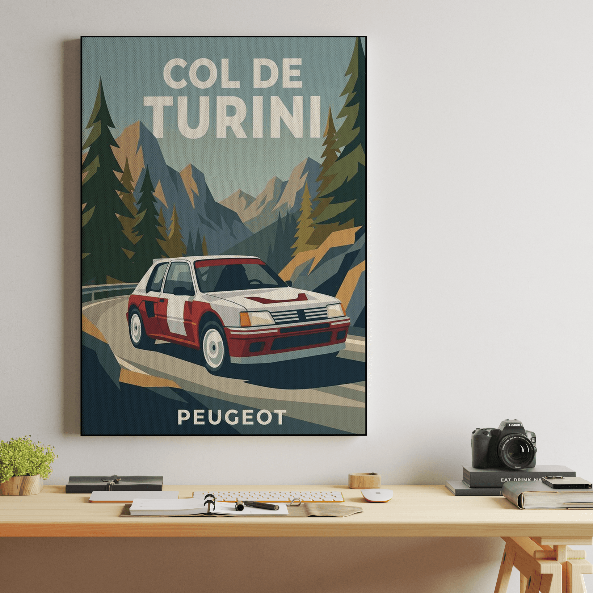 Col de Turini Peugeot 205 T16 Vintage Rally Poster