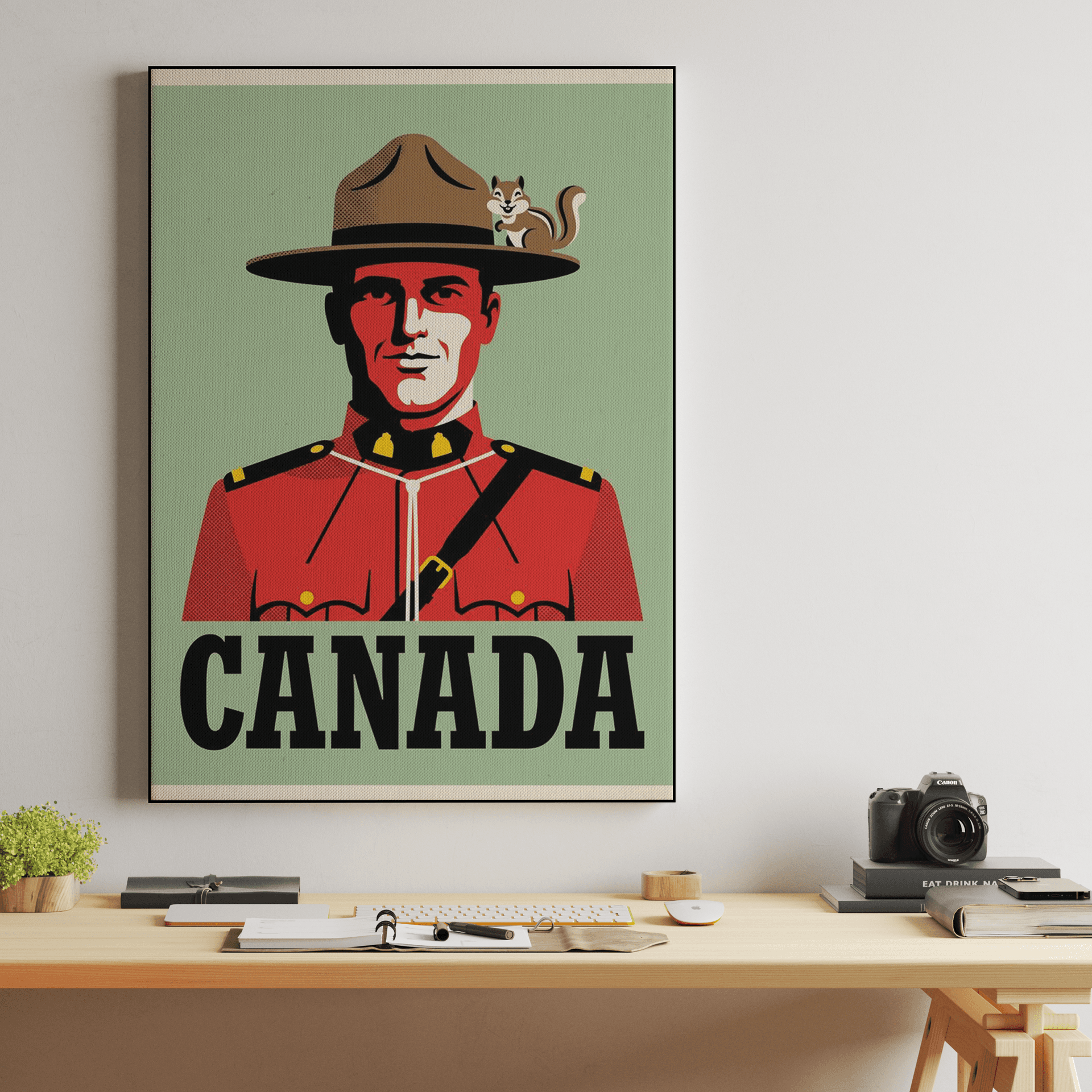 Canada Retro Poster: Classic Mountie and Chipmunk