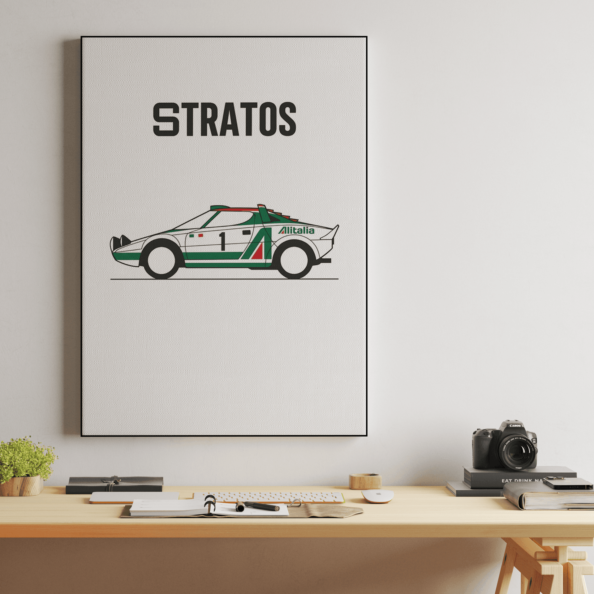 Lancia Stratos Alitalia Minimalist Line Art