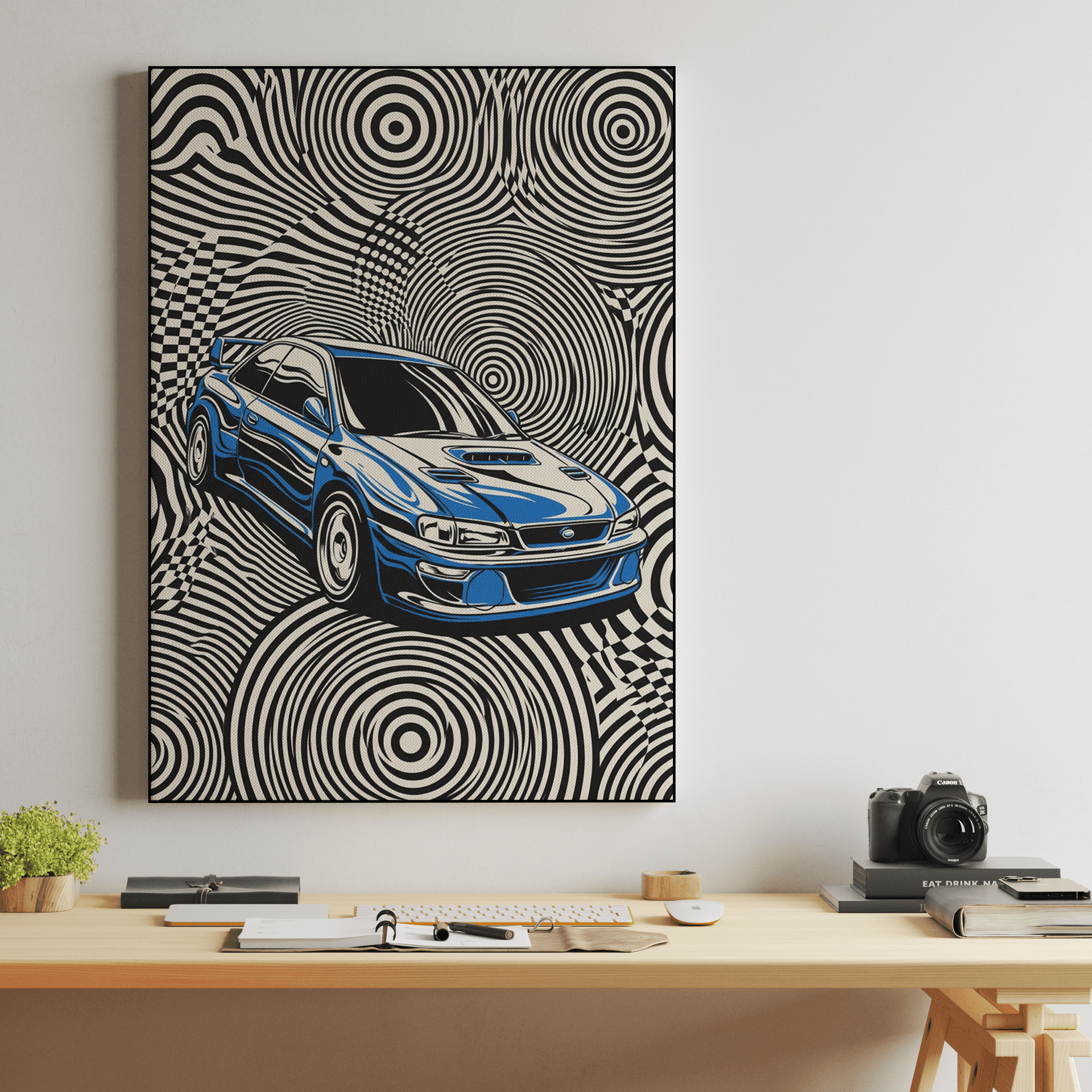 Hypnotic STi - Subaru Impreza 22B Op Art Poster