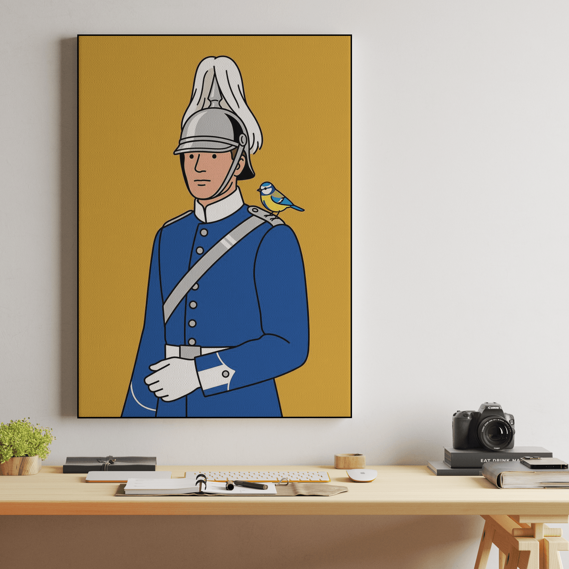 The Guard's Blue Tit: Minimalist Swedish Guard Art