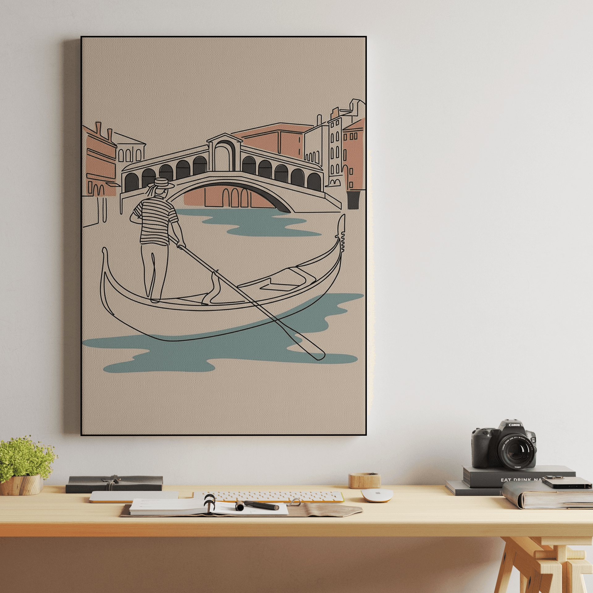Venezia Lines: Minimalist Venetian Gondolier Art