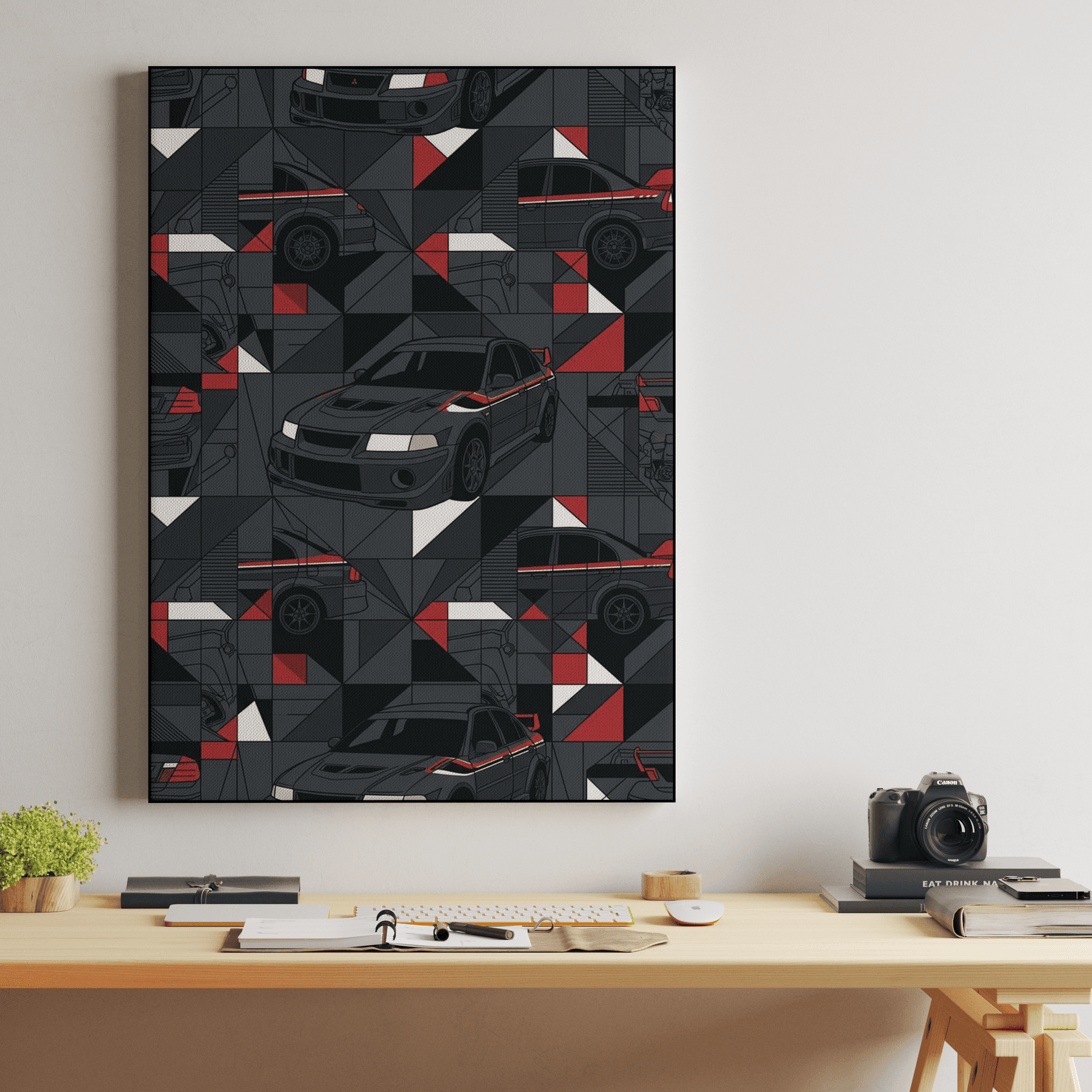 Mitsubishi Lancer Evo Geometric Seamless Pattern Art