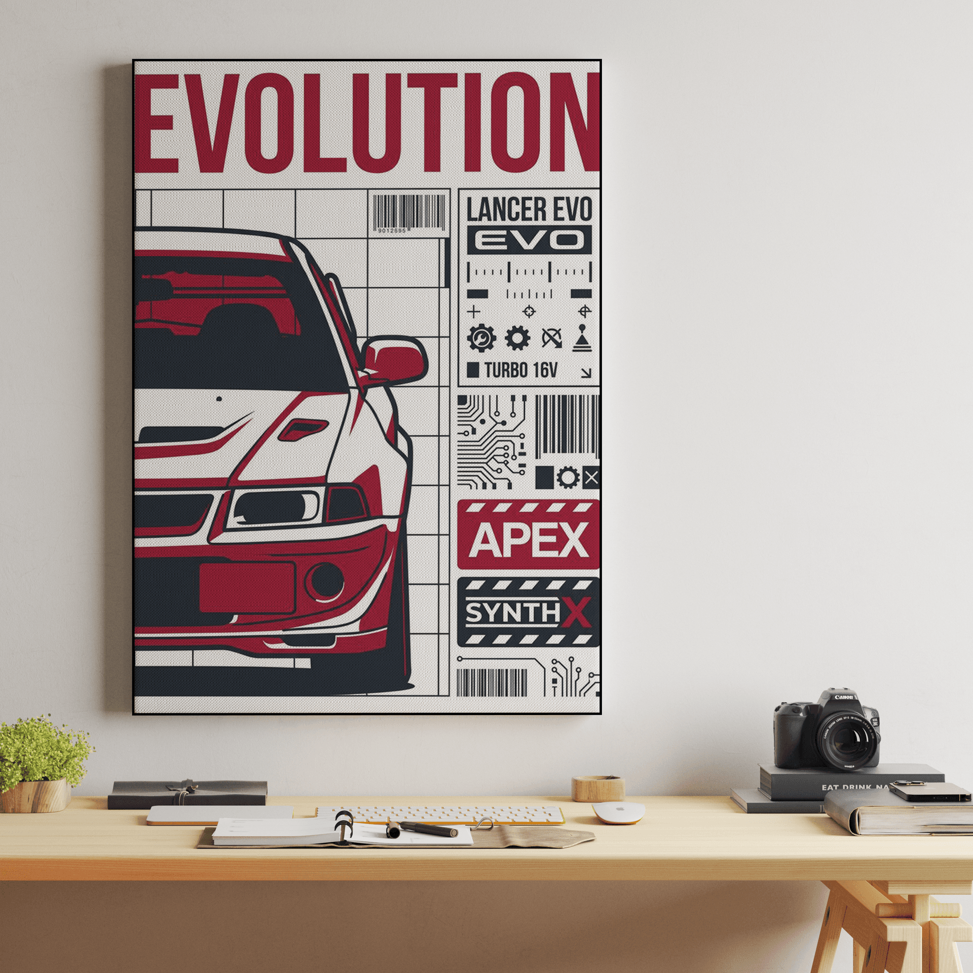 Mitsubishi Lancer Evolution Vintage Technical Collage Poster