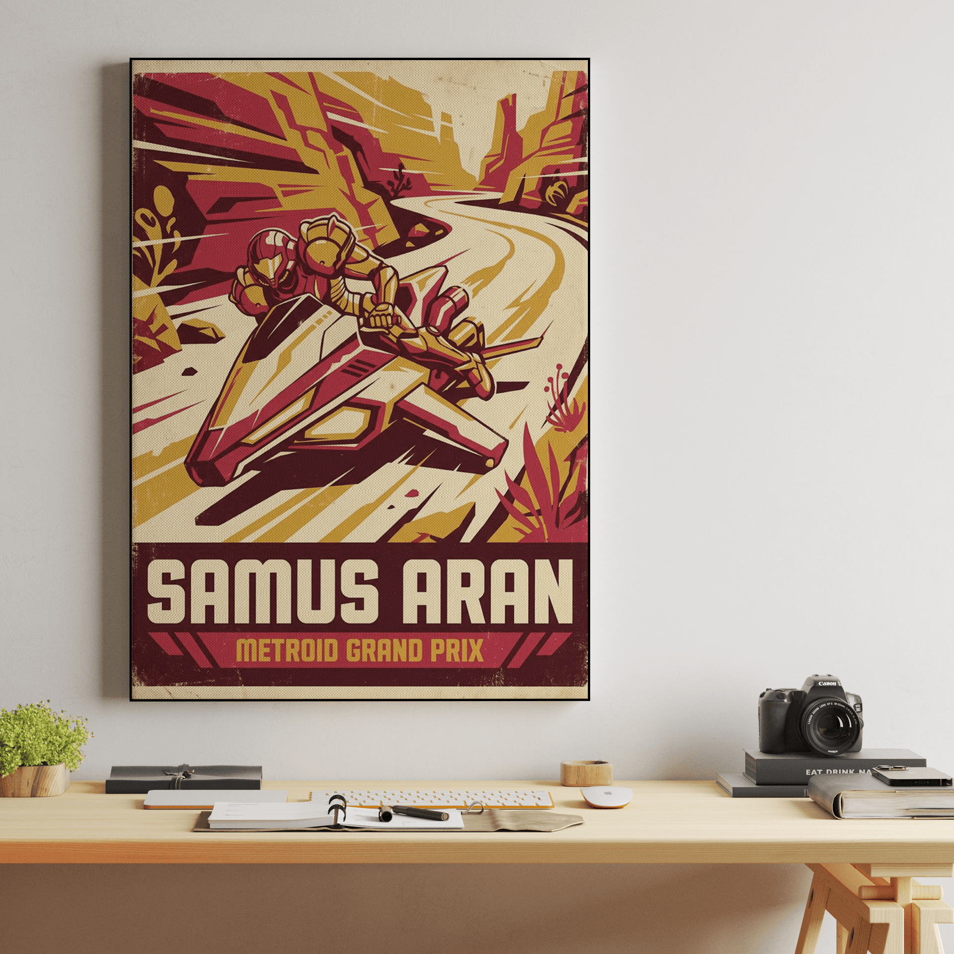 Samus Aran Metroid Grand Prix Retro Poster