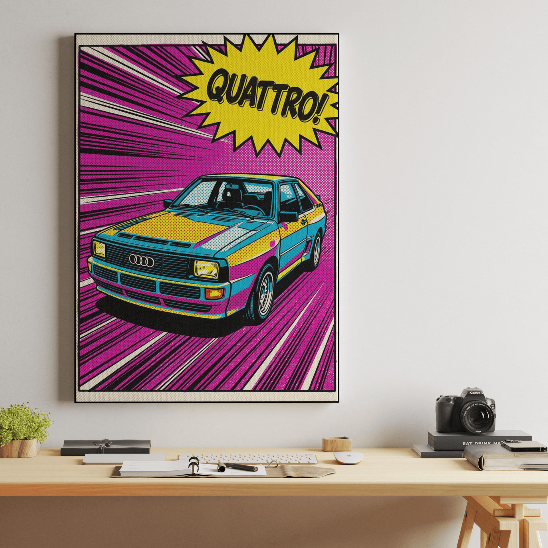 Audi Quattro Comic Book Pop Art Poster