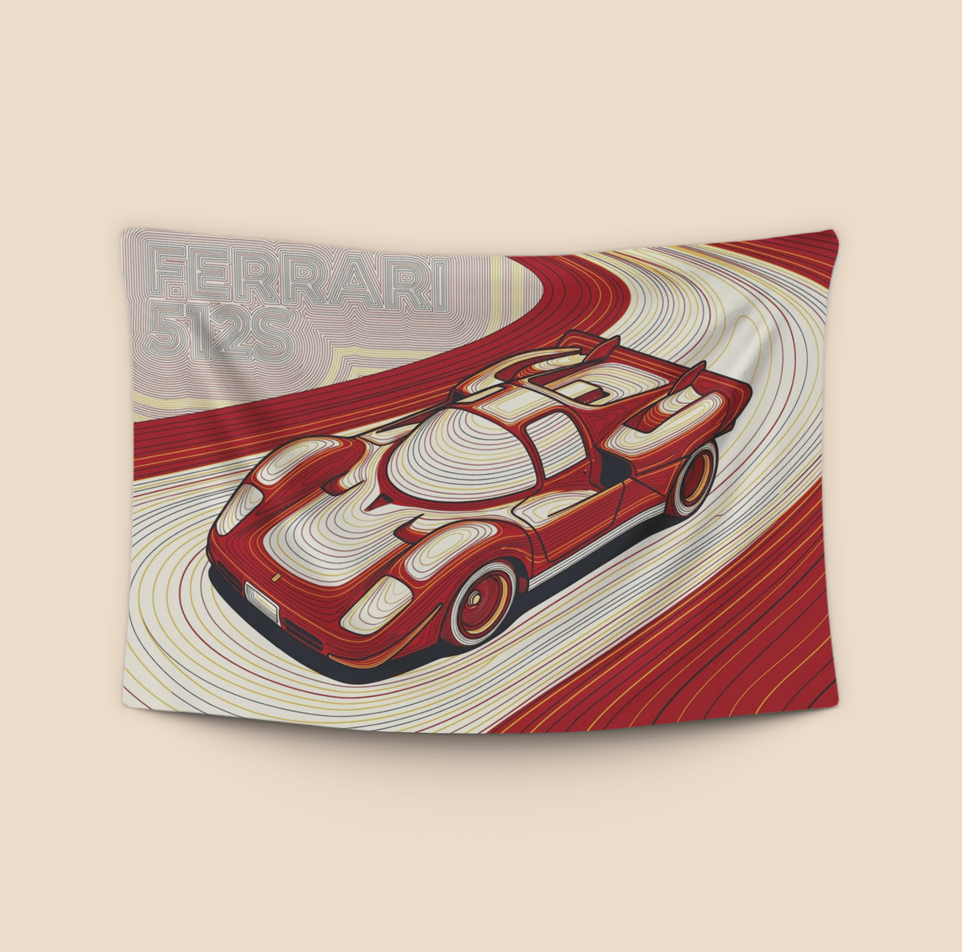 Ferrari 512S Rosso Corsa Topographic Art