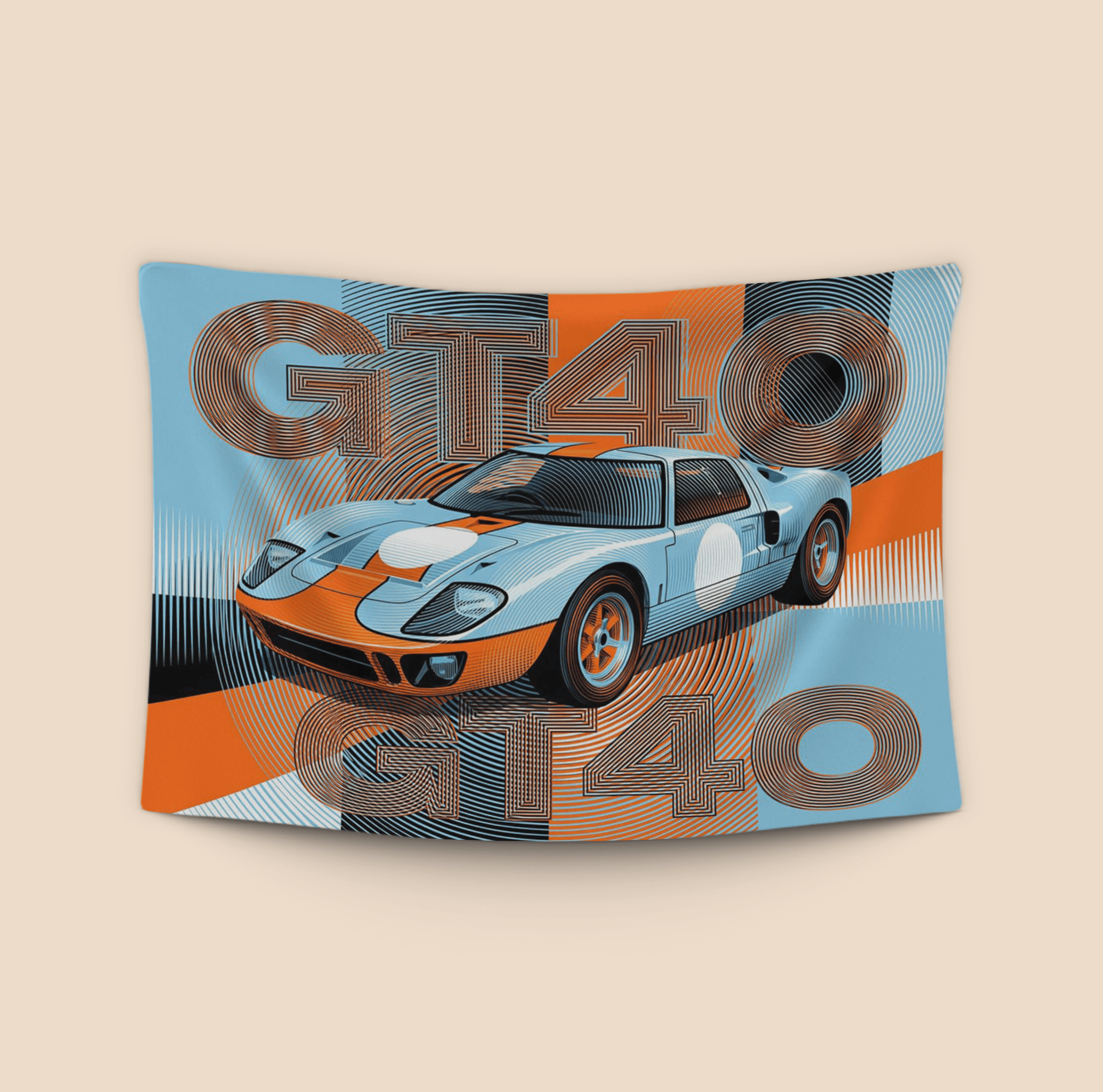 Ford GT40 Gulf Livery Retro Topographic Art