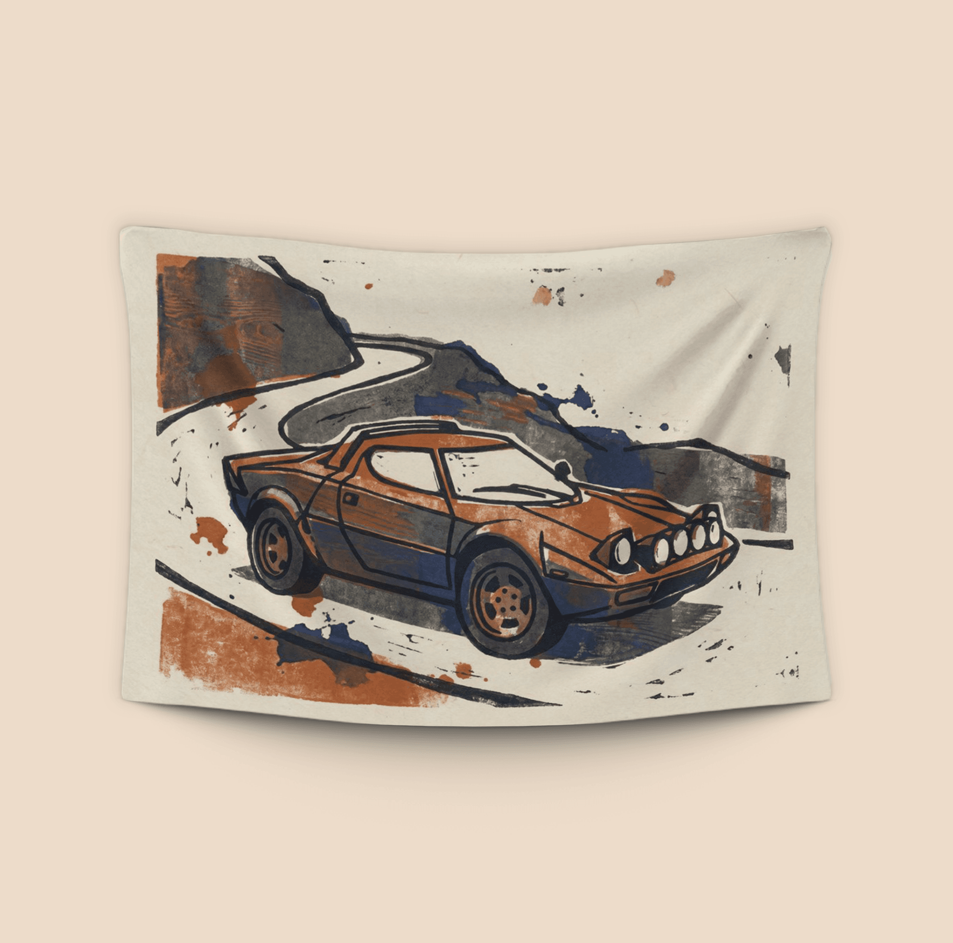 Lancia Stratos Mountain Block Print