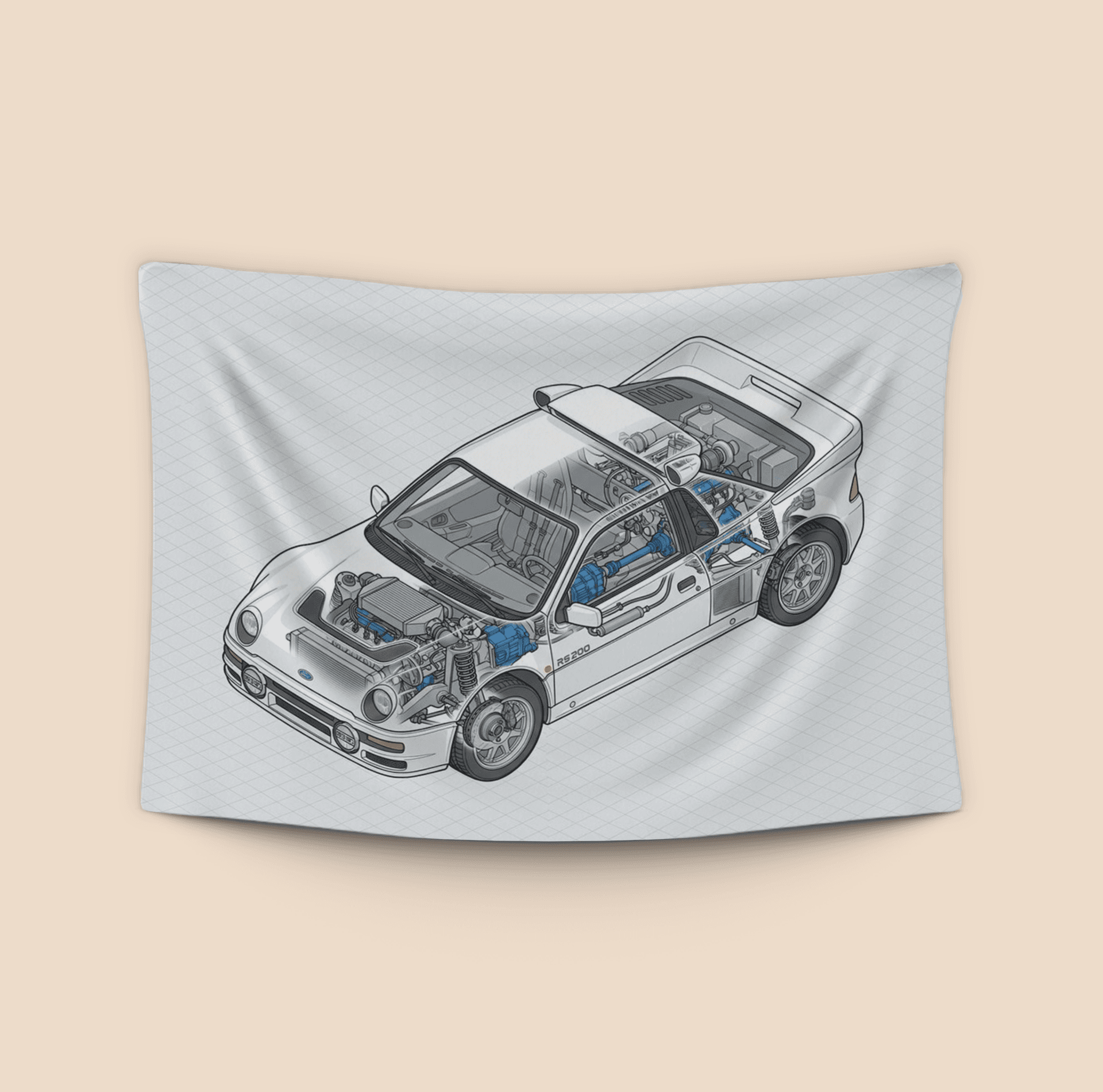 Ford RS200 Isometric Cutaway Illustration
