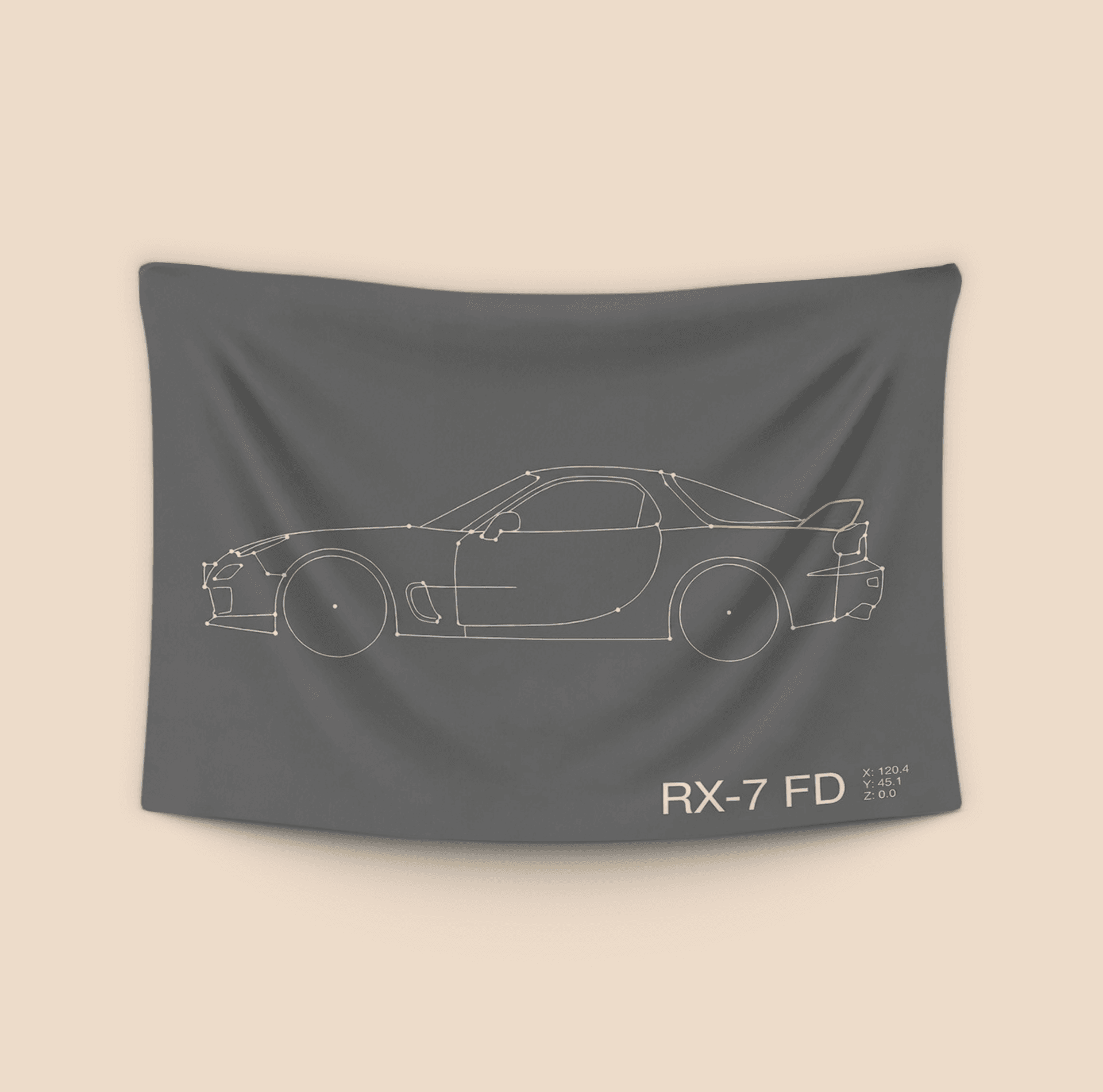 Minimalist RX-7 FD Wireframe Art