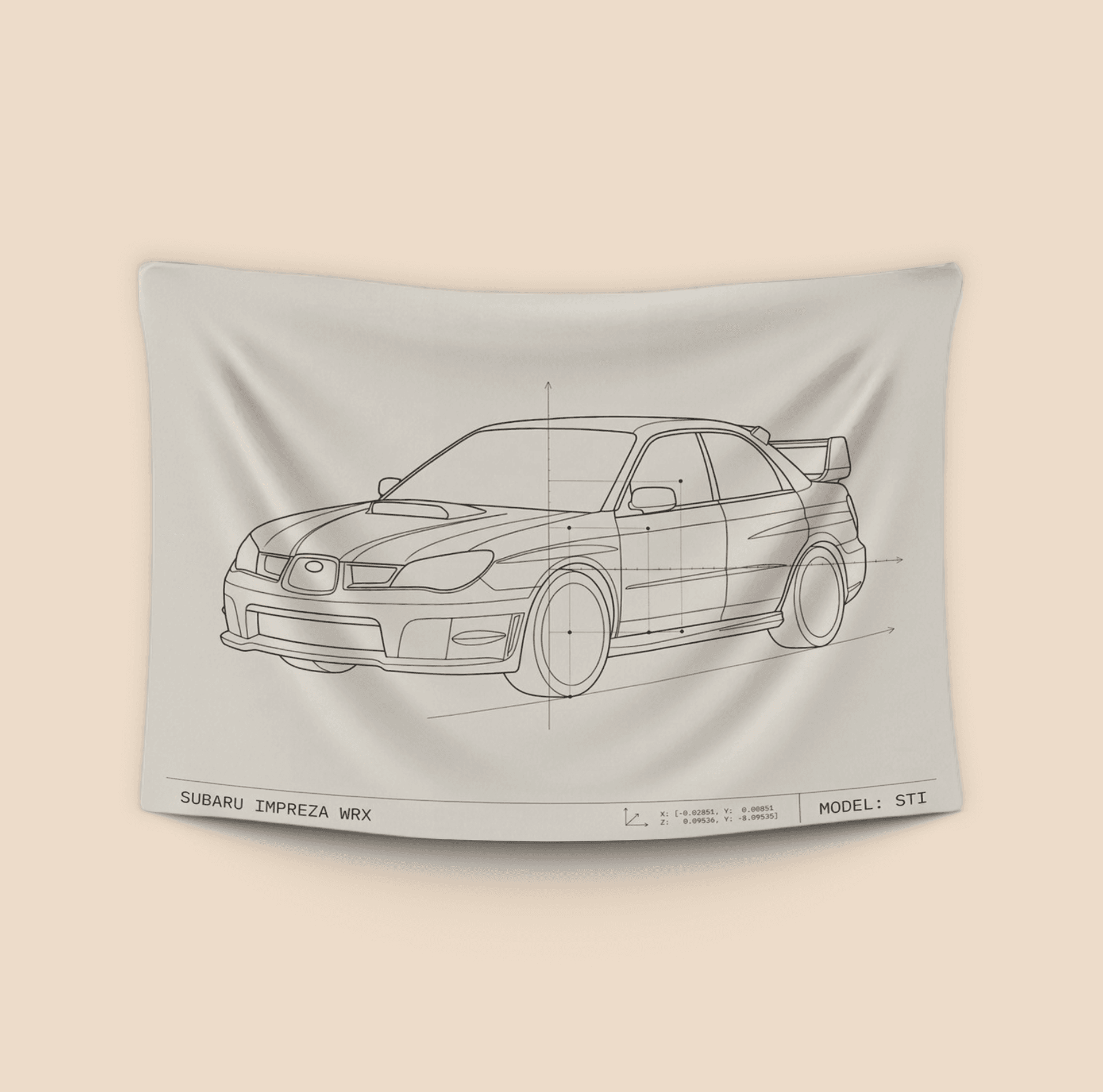 Subaru Impreza WRX STi Technical Drawing Poster
